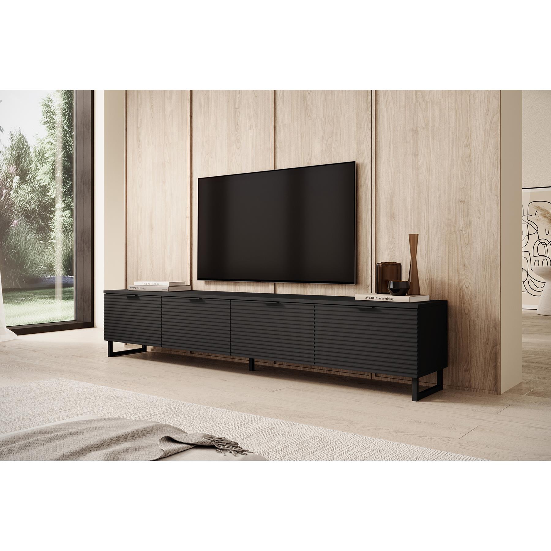 Meubella TV-Meubel Delgado - Mat zwart - 200 cm