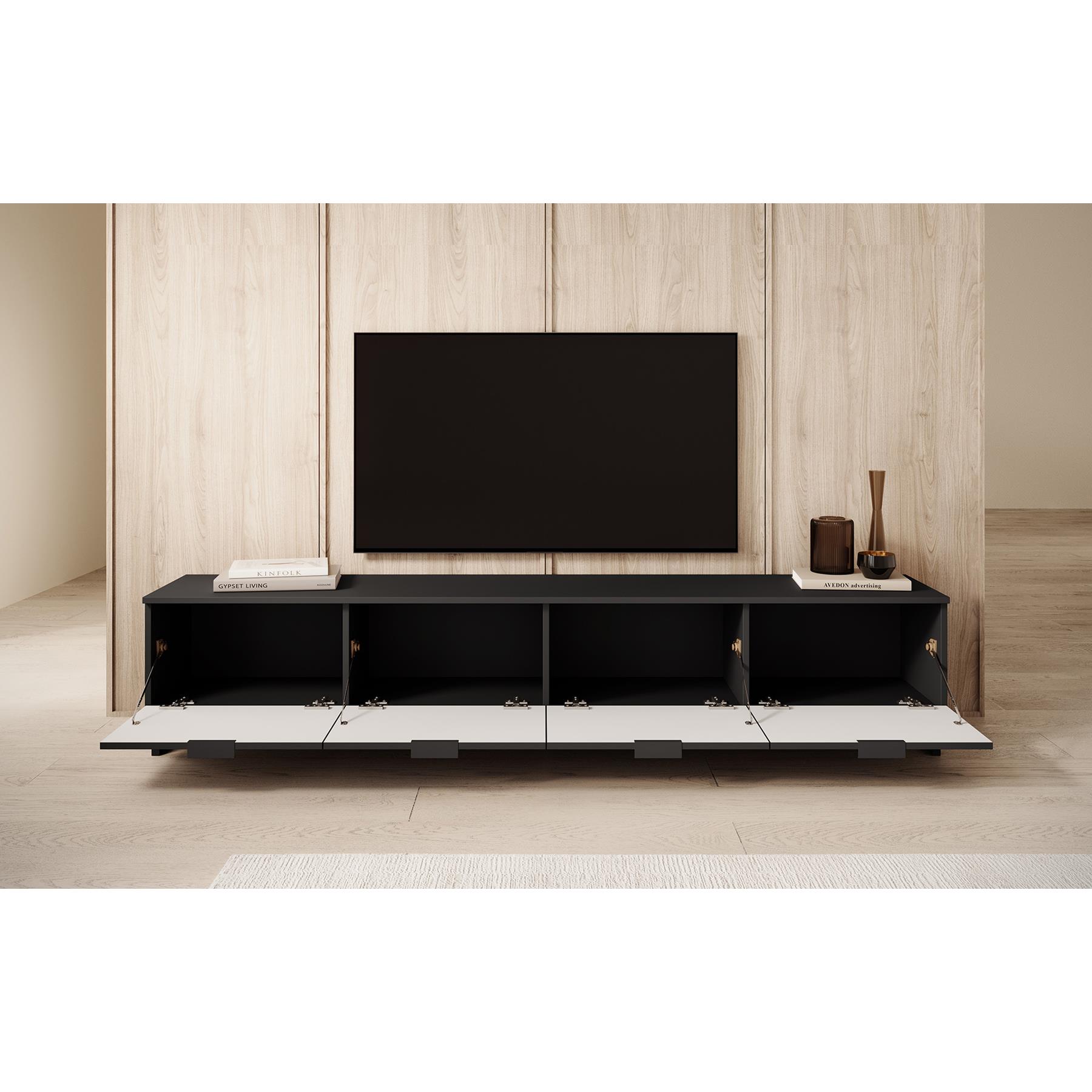 Meubella TV-Meubel Delgado - Mat zwart - 200 cm
