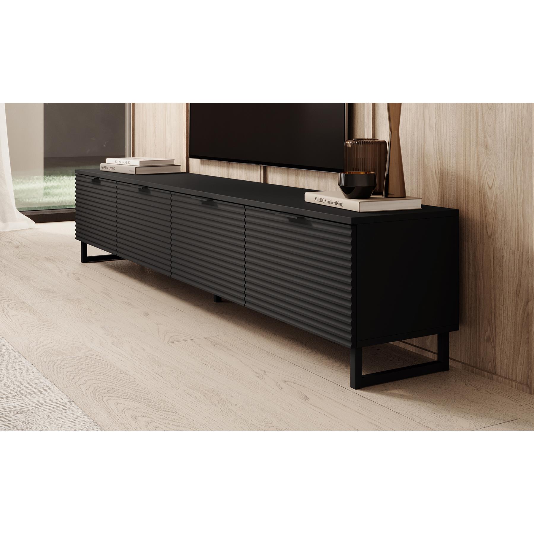 Meubella TV-Meubel Delgado - Mat zwart - 200 cm