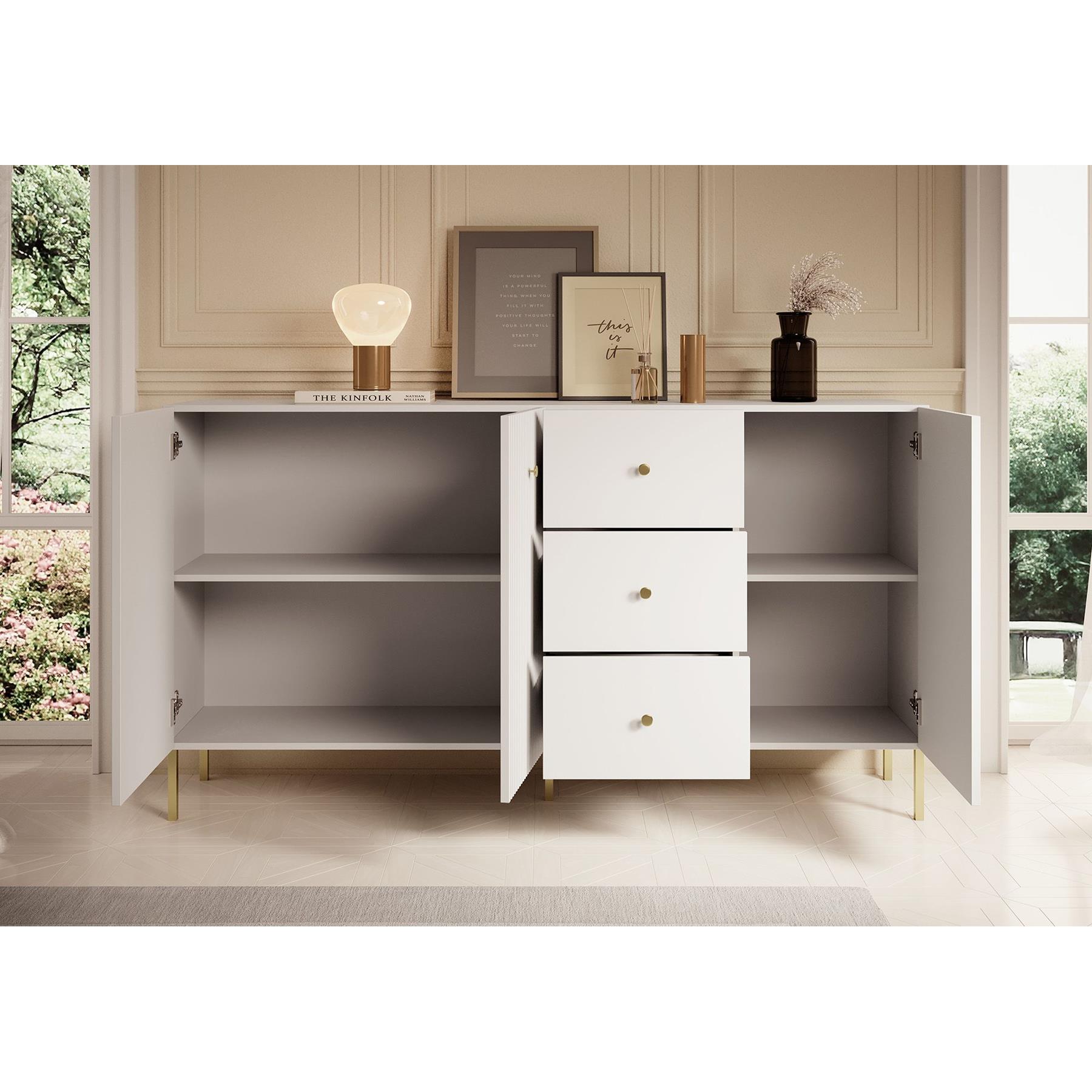 Meubella Dressoir Vermont - Wit - 180 cm
