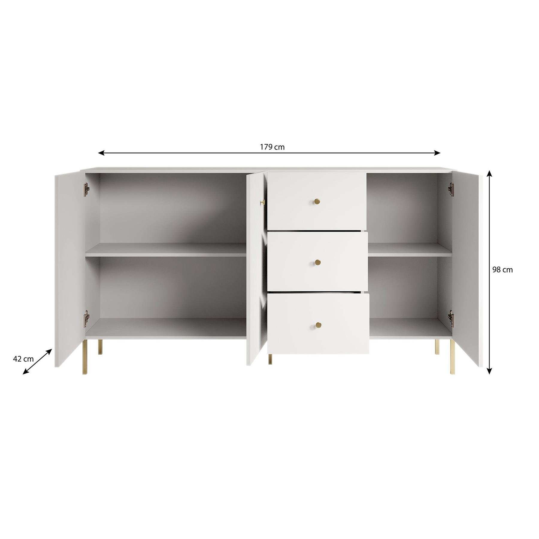 Meubella Dressoir Vermont - Wit - 180 cm