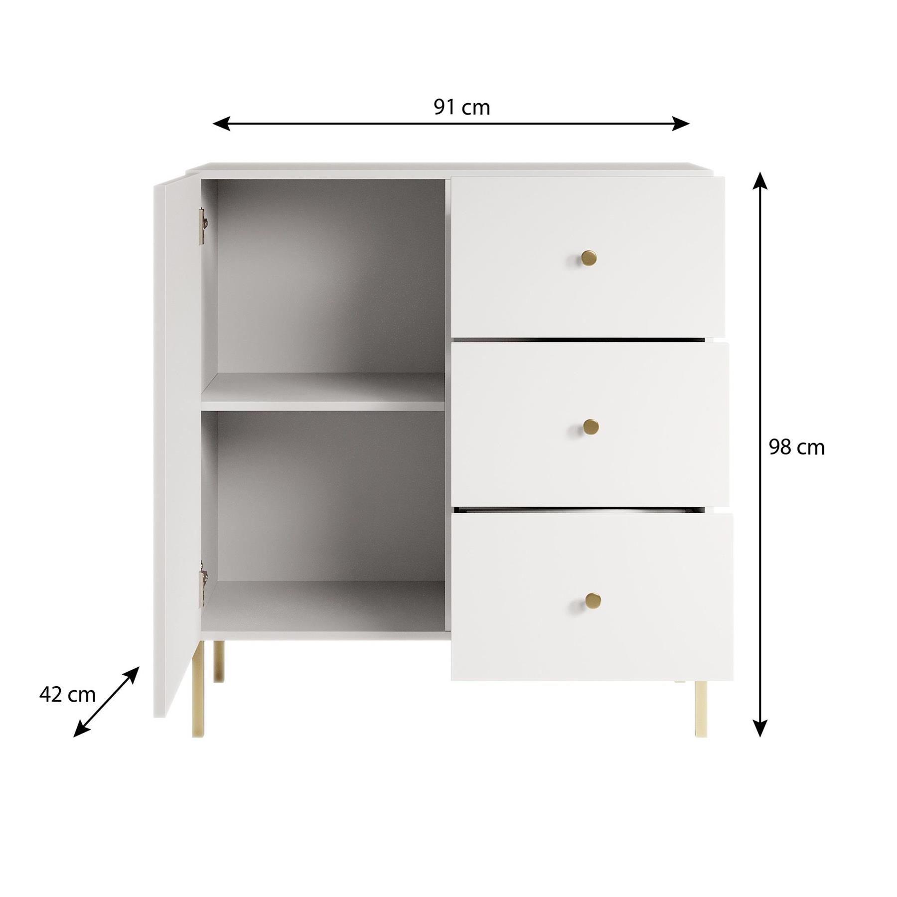 Meubella Dressoir Vermont - Wit - 90 cm