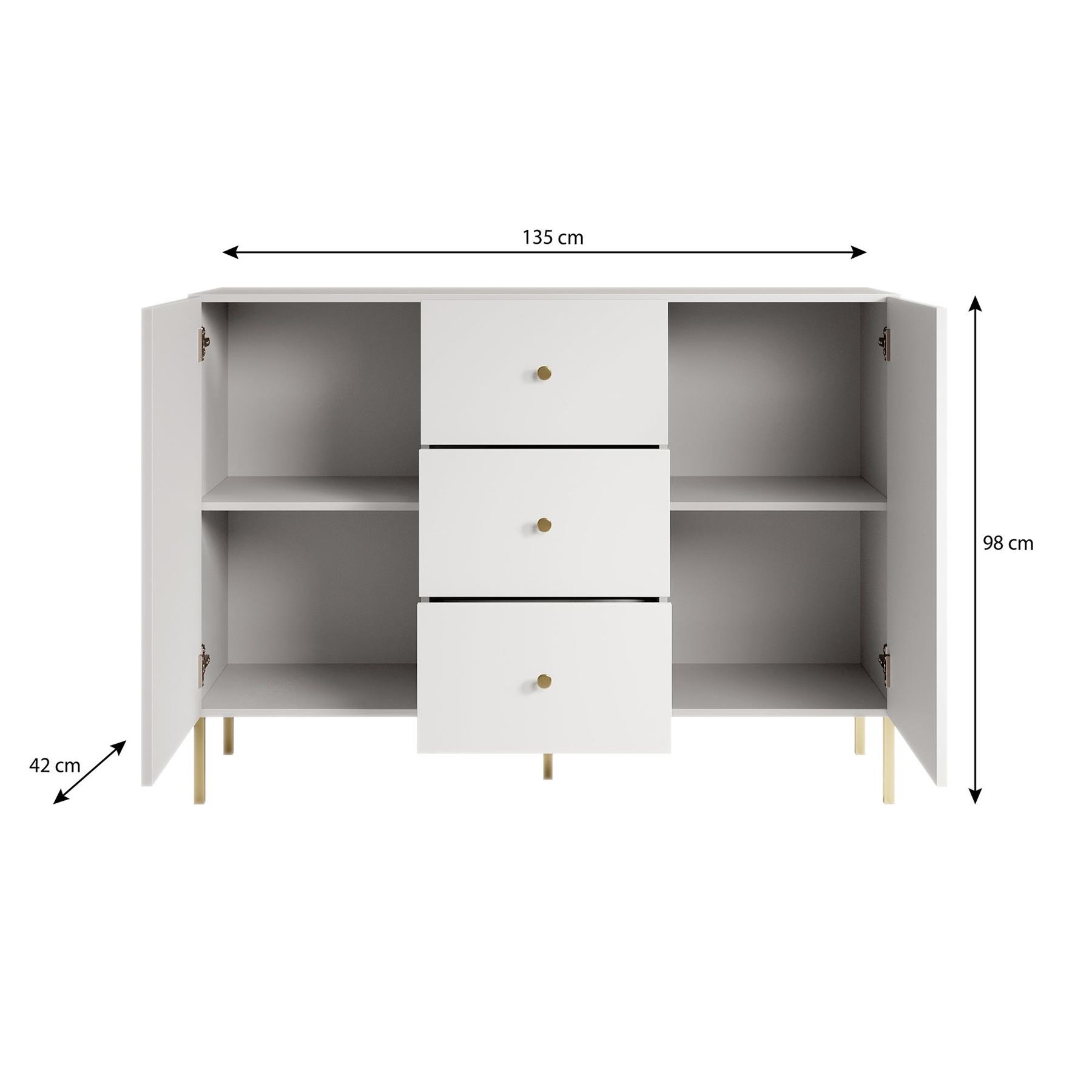 Meubella Dressoir Vermont - Antraciet - 135 cm