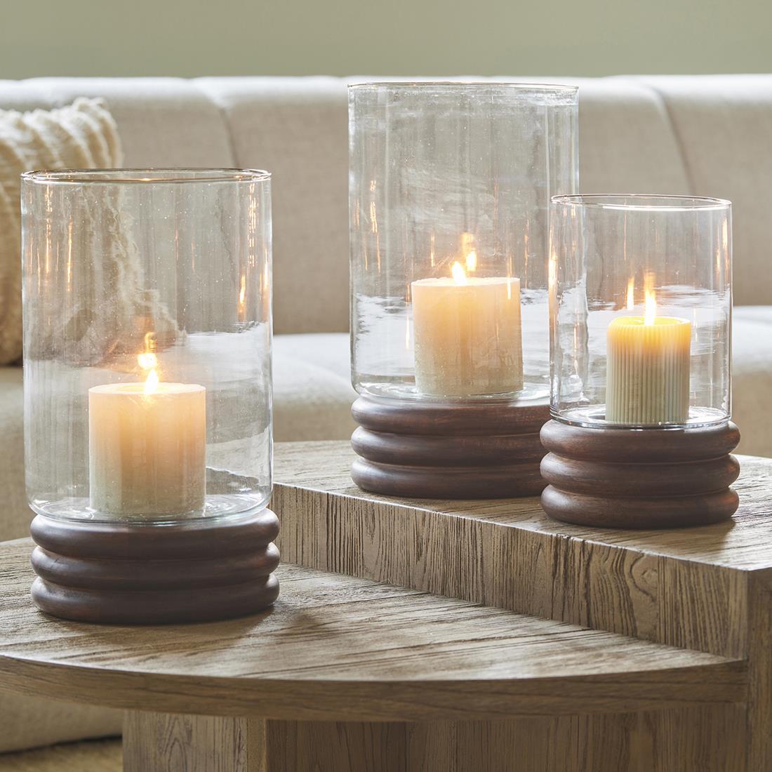 Riviera Maison Windlicht groot Naturel - Bangli - Mangohout, Glas