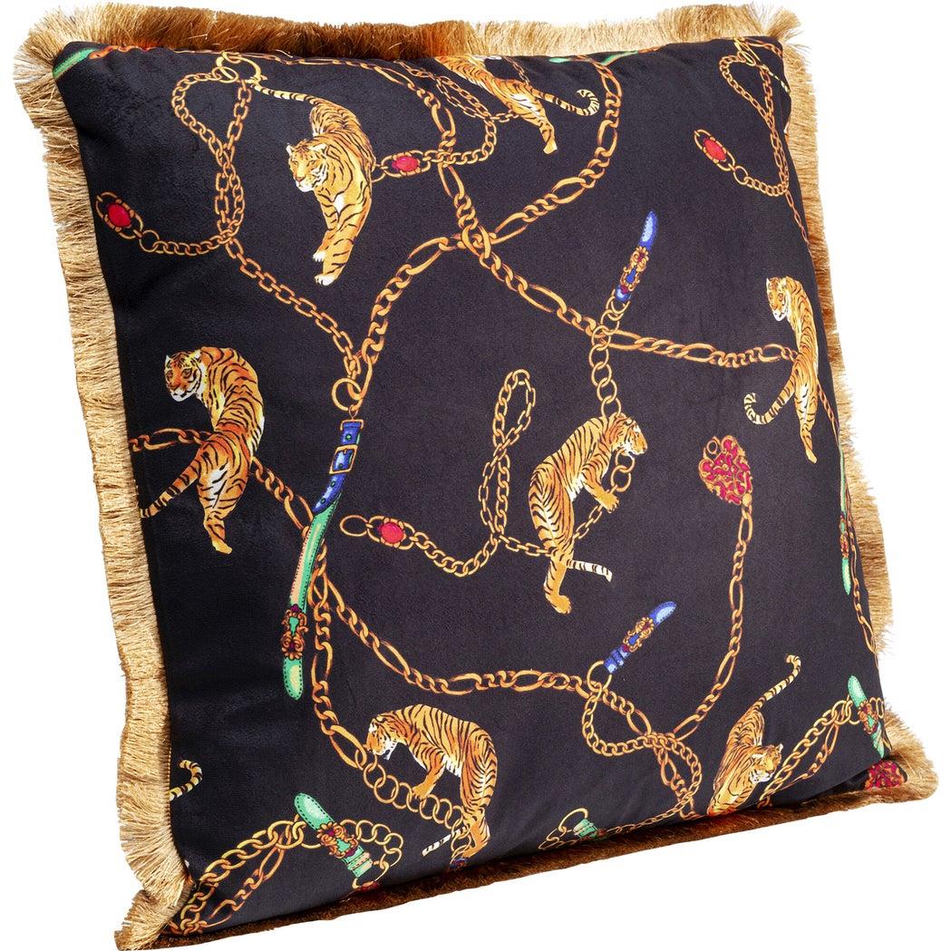 Kare Kussen Tiger Chain Zwart 45x45cm