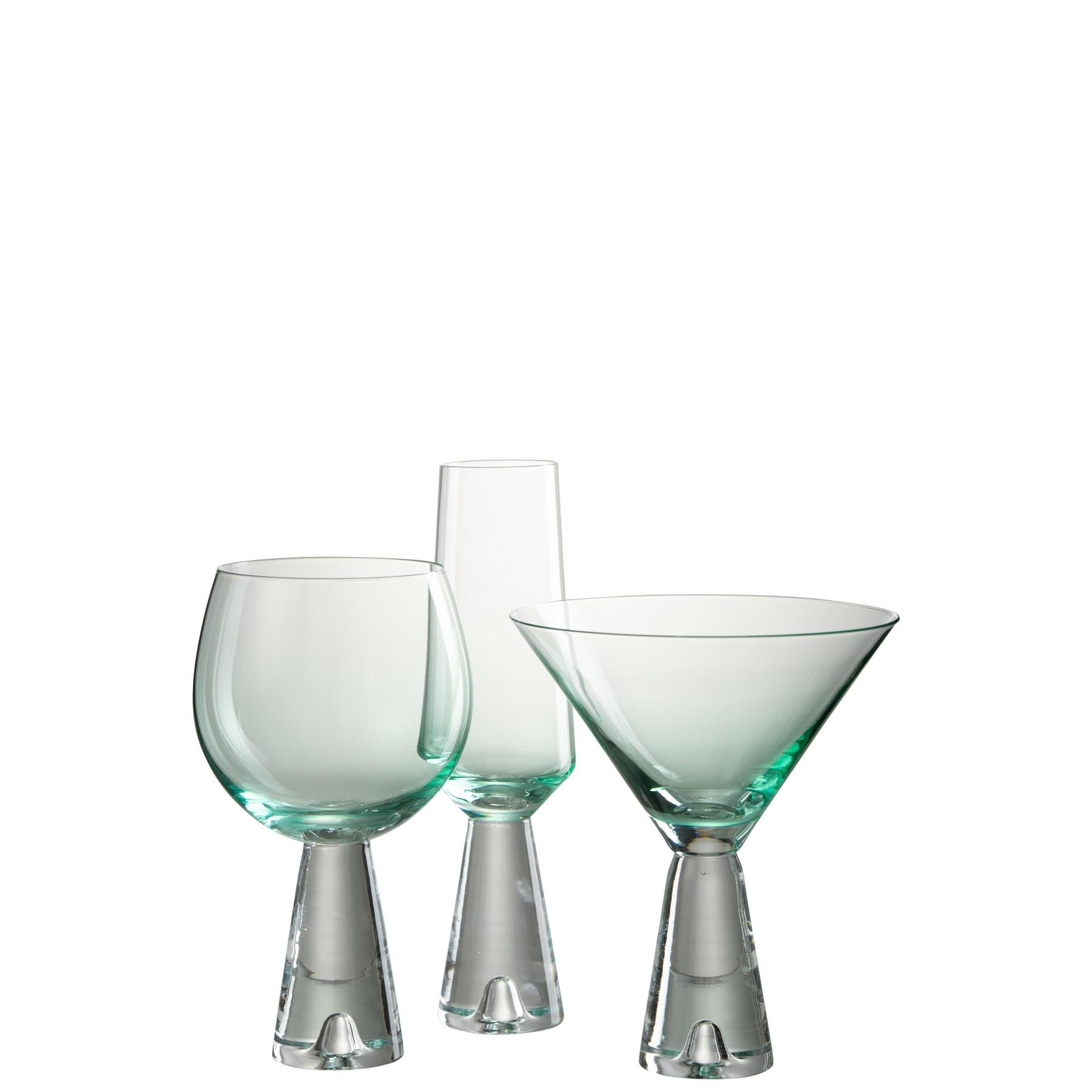 J-Line glas cocktail Lewis - glas - azuur - 4 stuks