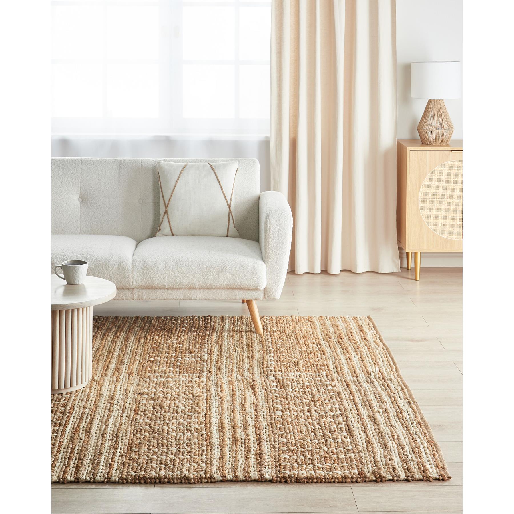Beliani-KAMBERLI-Laagpolig vloerkleed-Beige-200 x 300 cm-Jute