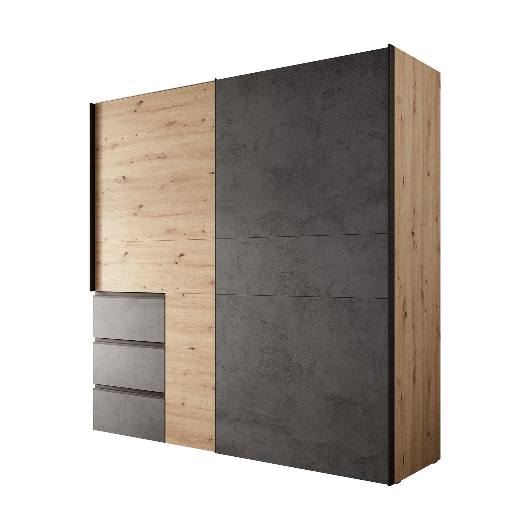 Meubella Kledingkast Walter - Eiken - Grijs - 200 cm