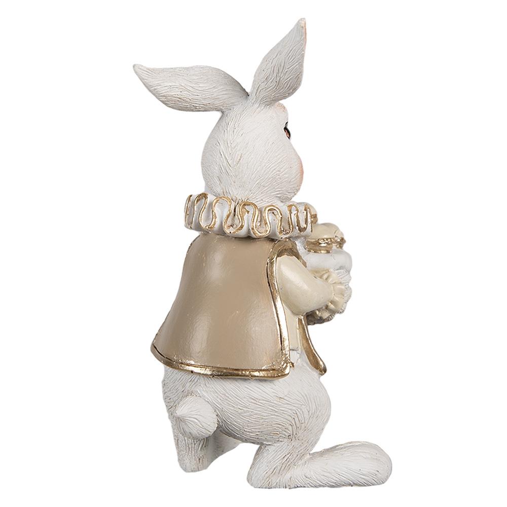 Clayre & Eef Beeld Konijn 13 cm Wit Bruin Polyresin