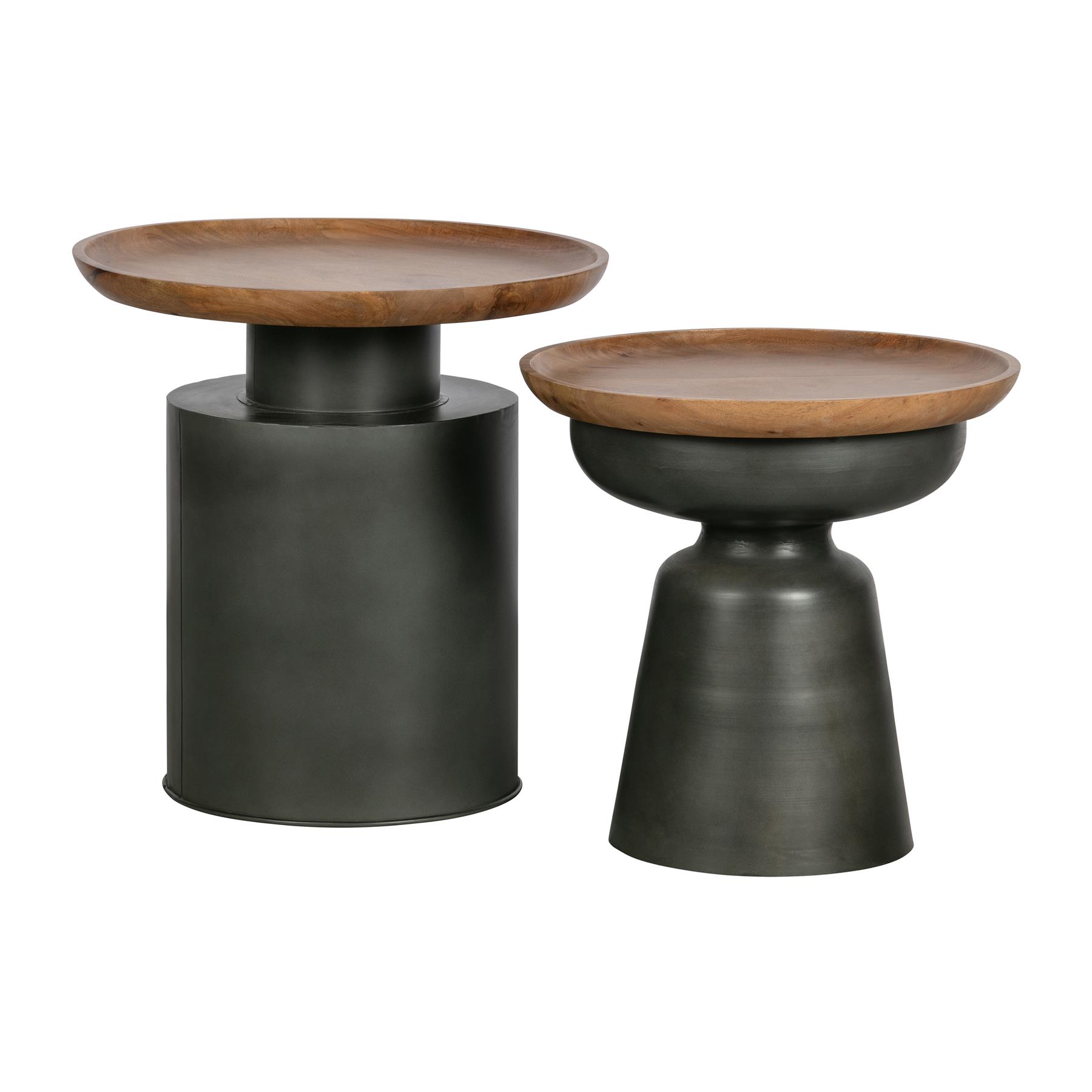 WOOOD Dana Bijzettafel - Hout|Metaal - Zwart - 47x48x48