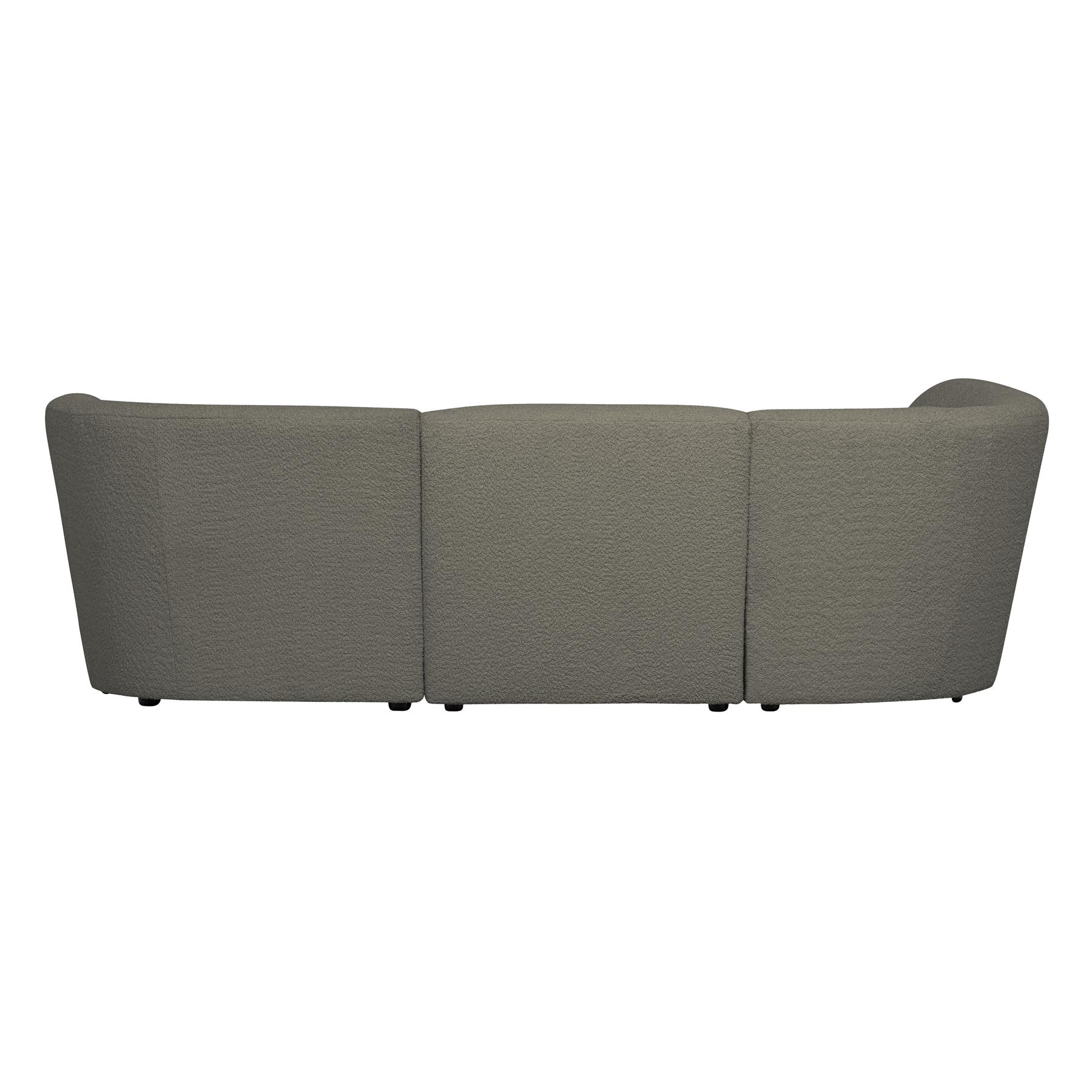 WOOOD Coco 3-Zits Ronding Links - Bouclé - Warm Groen - 70x230x138