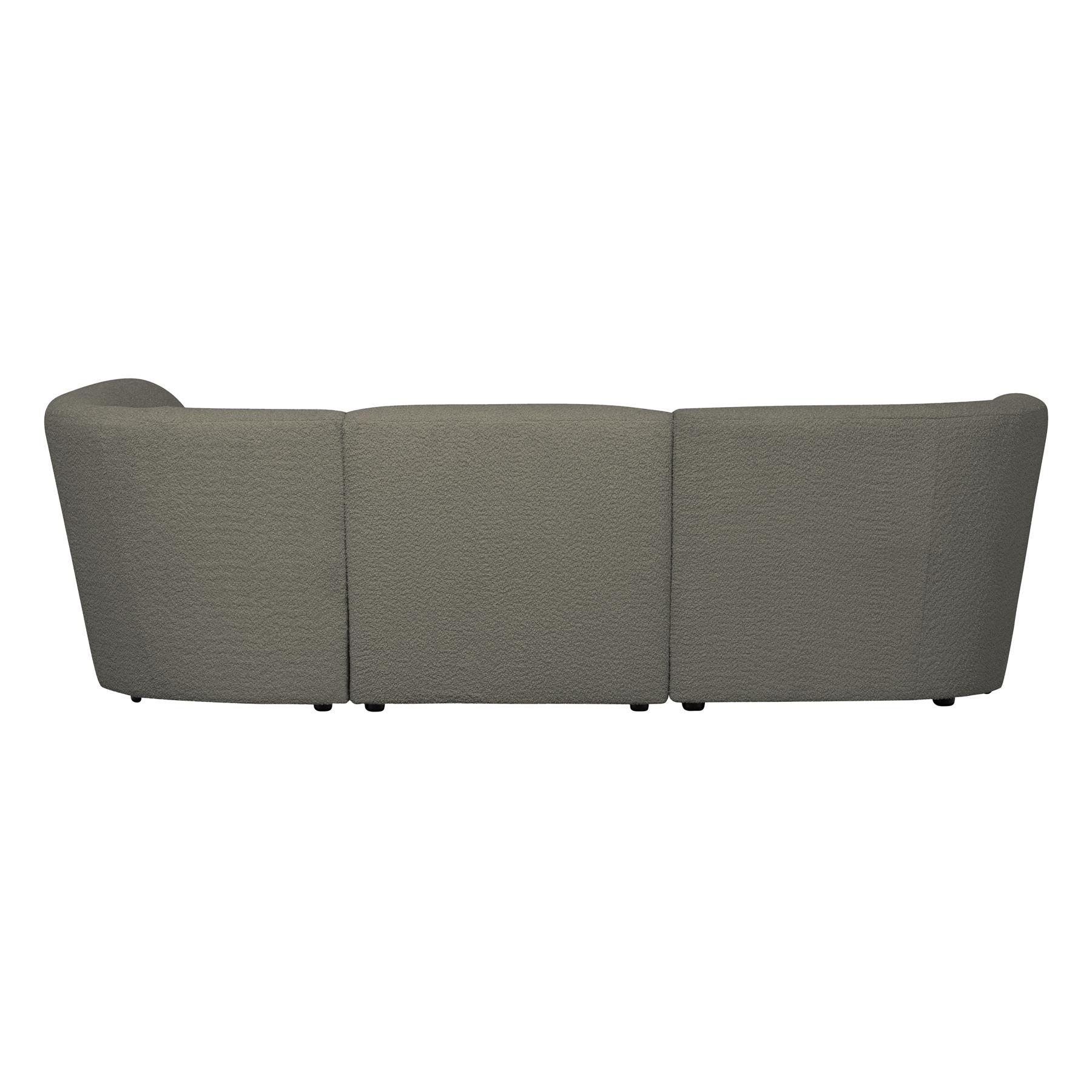 WOOOD Coco 3-Zits Ronding Rechts - Bouclé - Warm Groen - 70x230x138
