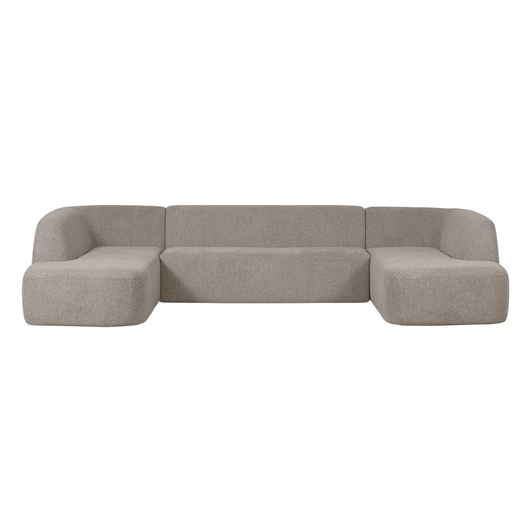 BePureHome Sloping U-Vorm Bank - Polyester - Off White - 77x339x225