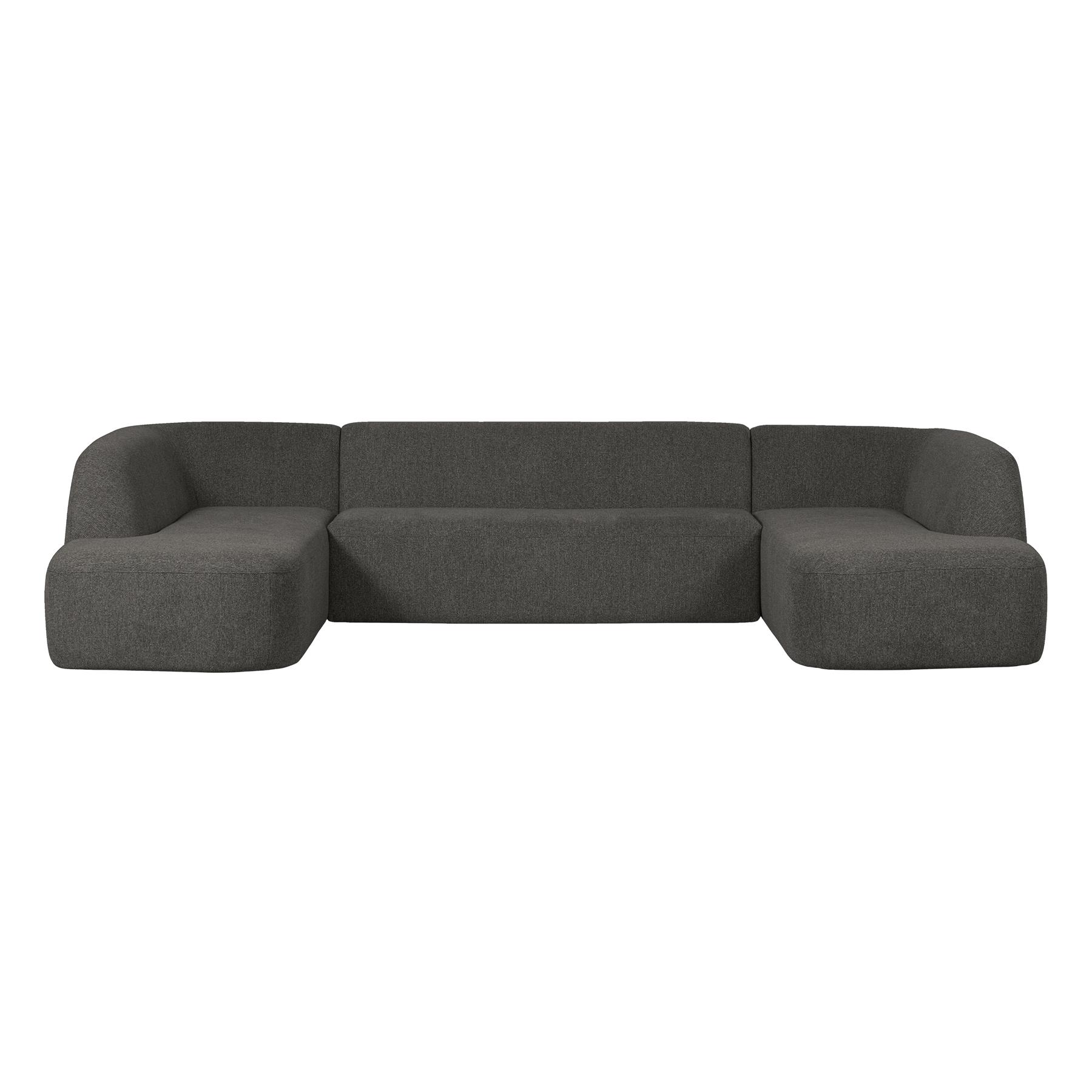 BePureHome Sloping U-Vorm Bank - Polyester - Grijs|Zwart - 77x339x225