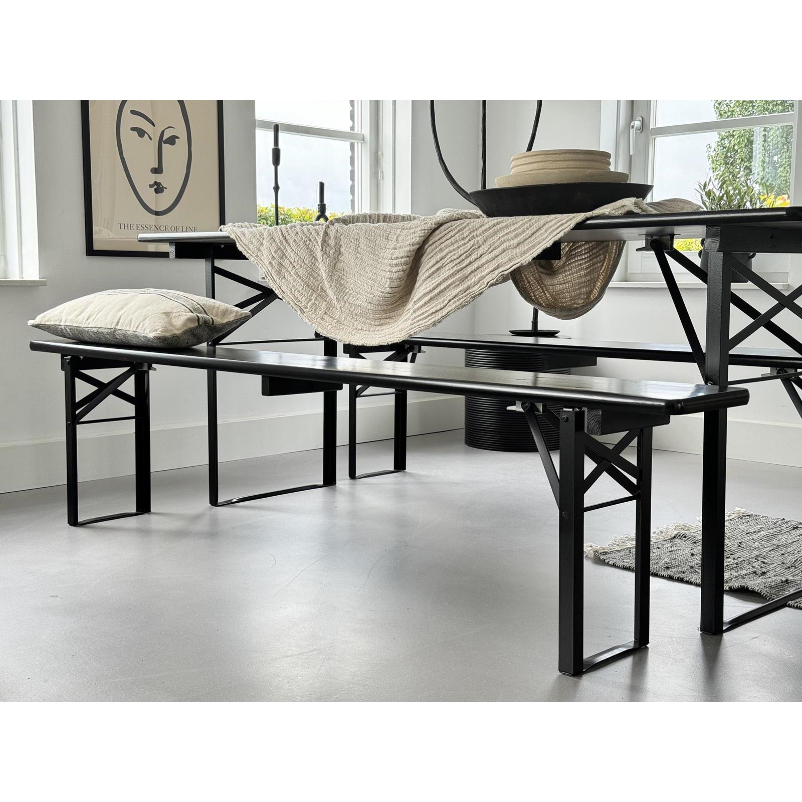 inklapbare bierset Berlijn 200 cm zwart