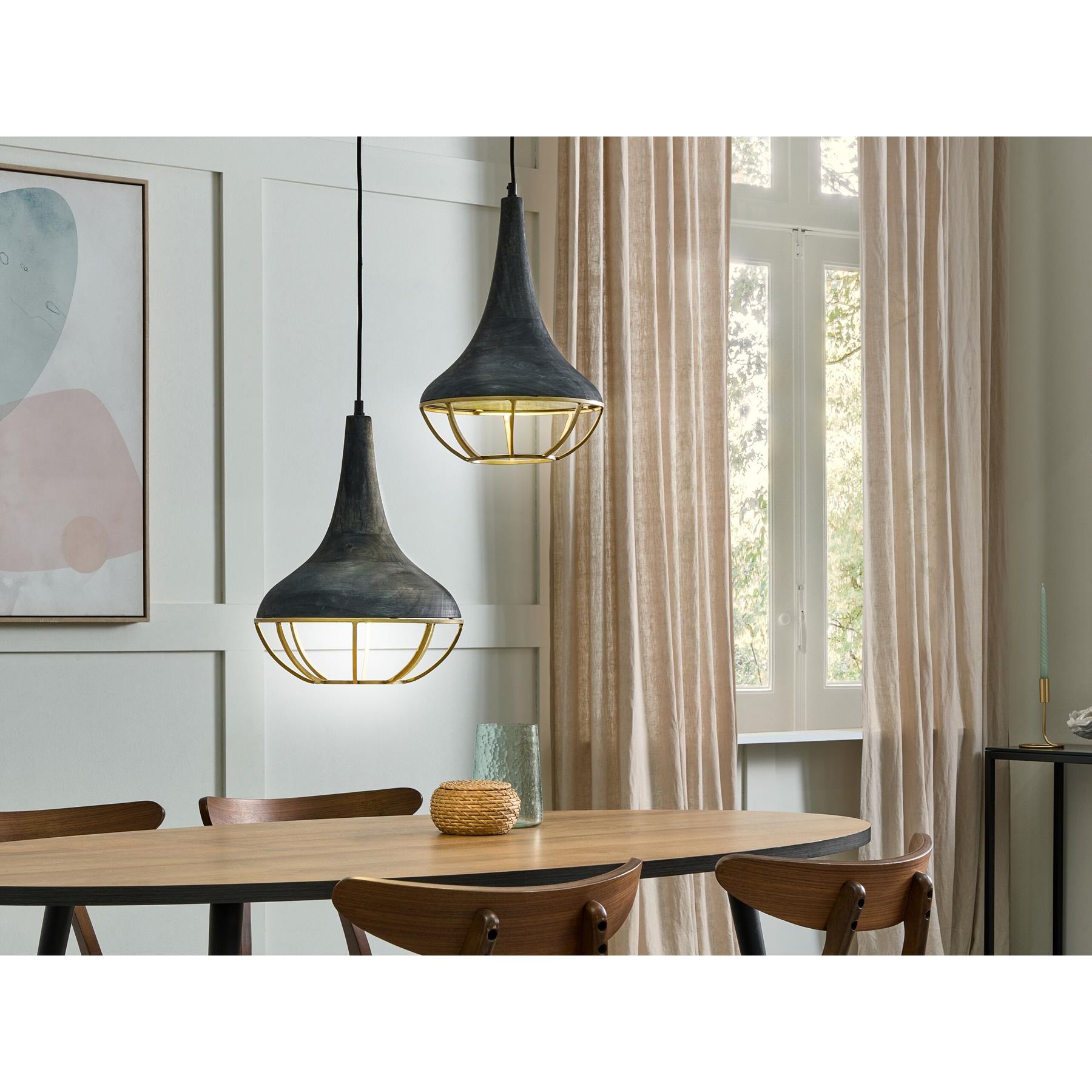 Beliani - BAGMATI - Hanglamp - Zwart|Koper - Mangohout