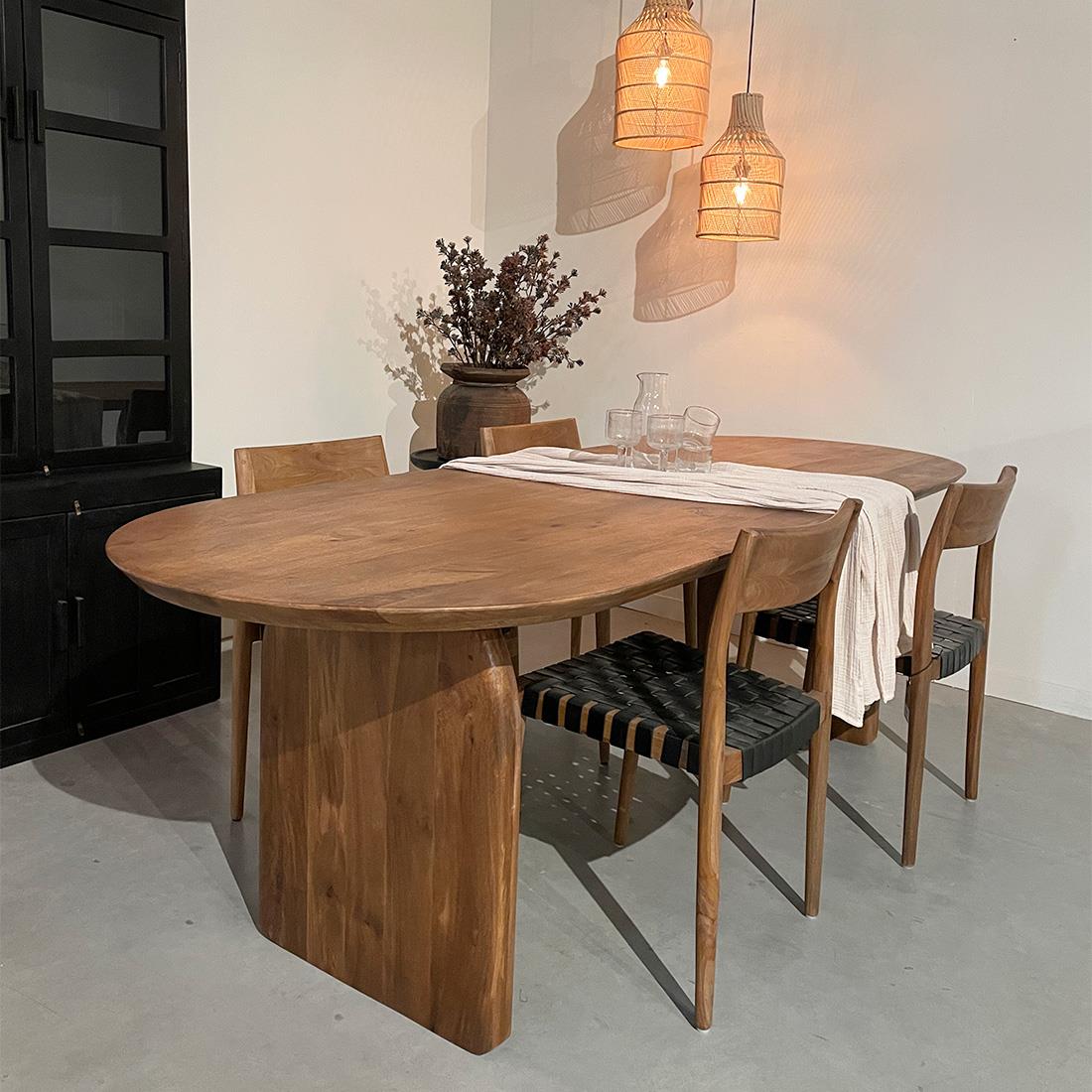 Raw Materials Bullnose eettafel mix onderstel bruin 180 cm