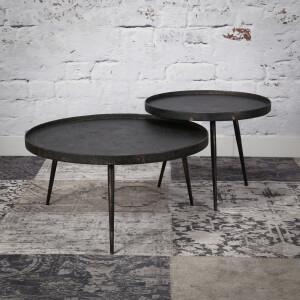 Hoyz - Salontafel Rond Metallic - Zwart - Set van 2 - 76x76x40