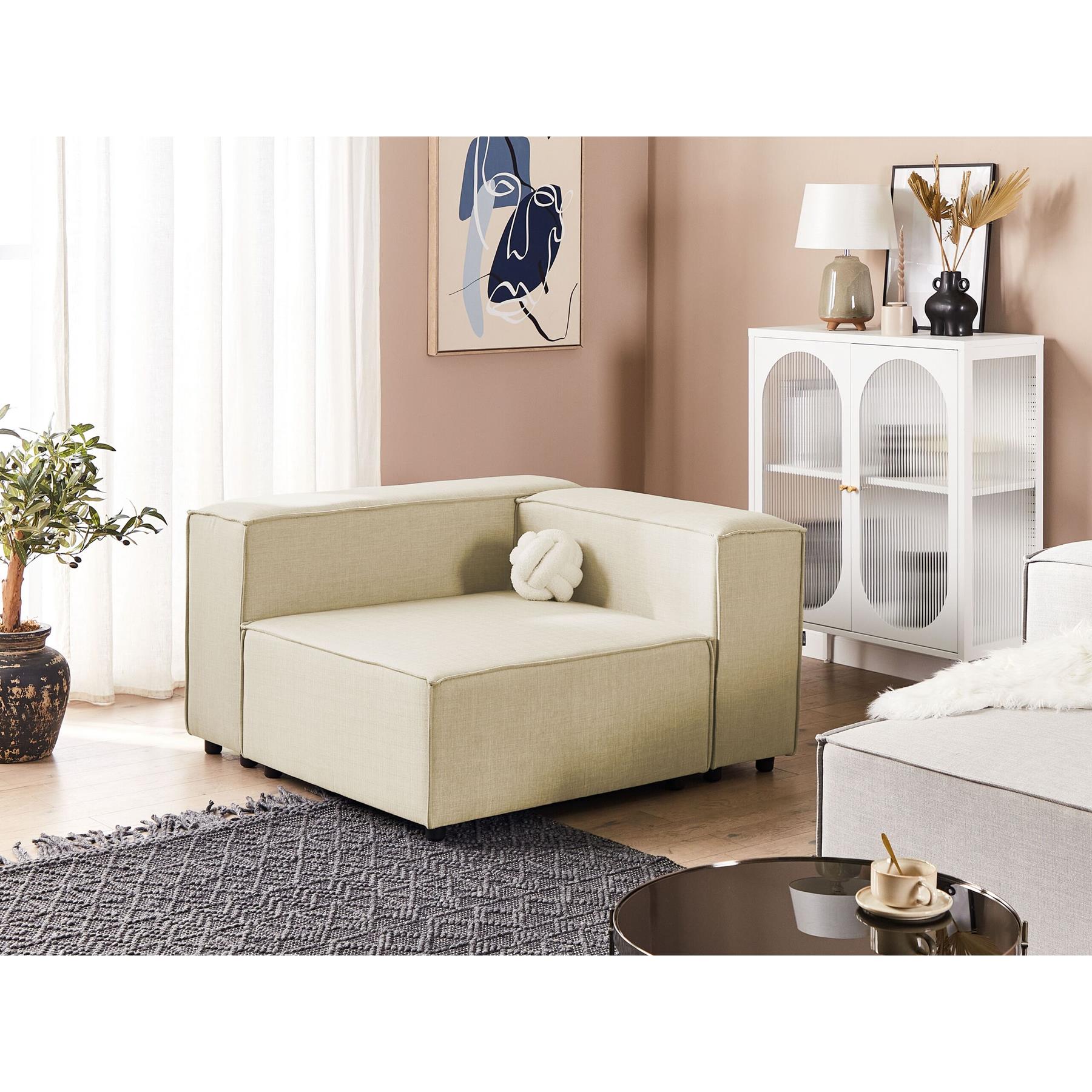 Beliani - APRICA - Hoekstuk - Beige - Linnen