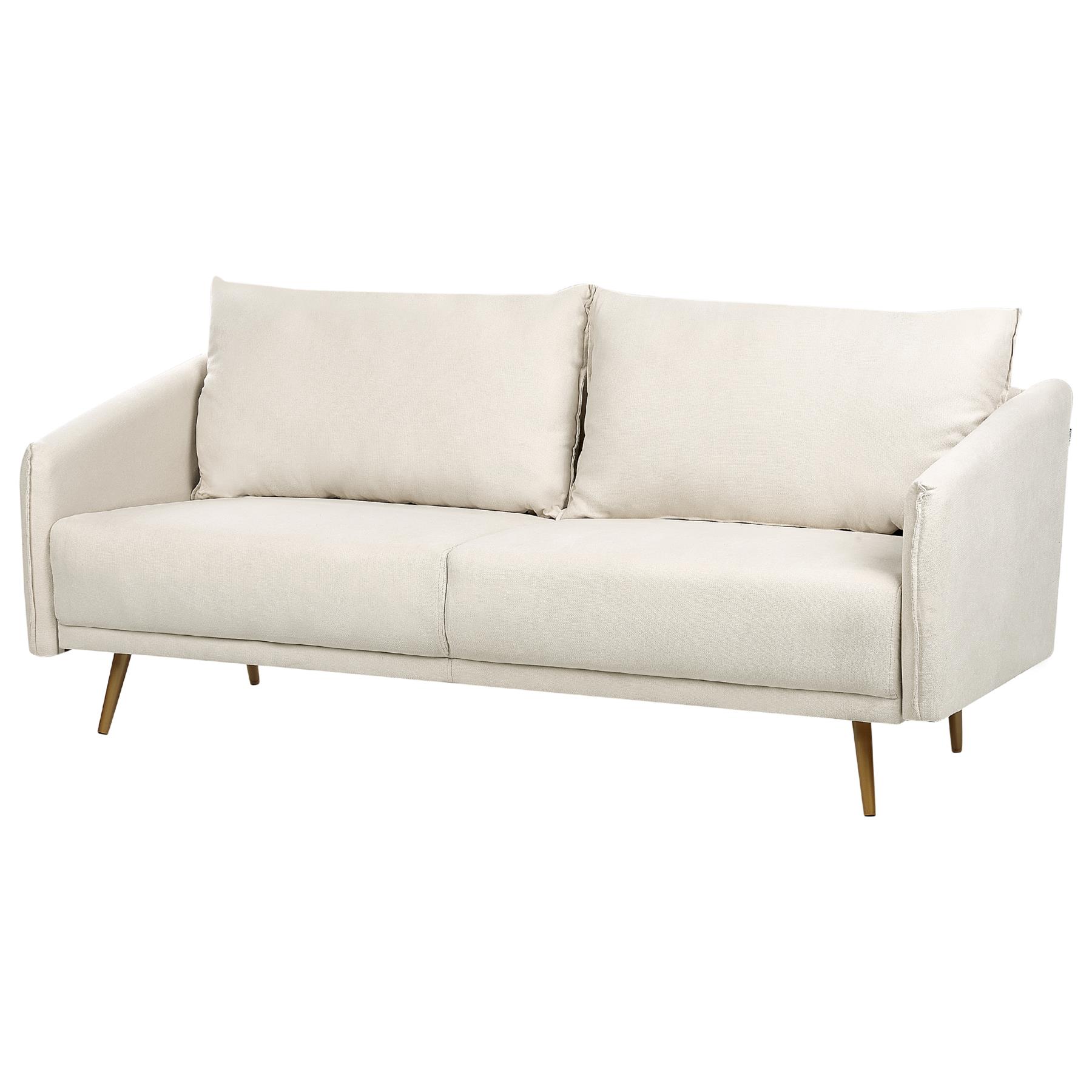 Beliani - MAURA - Driezitsbank - Beige - Polyester