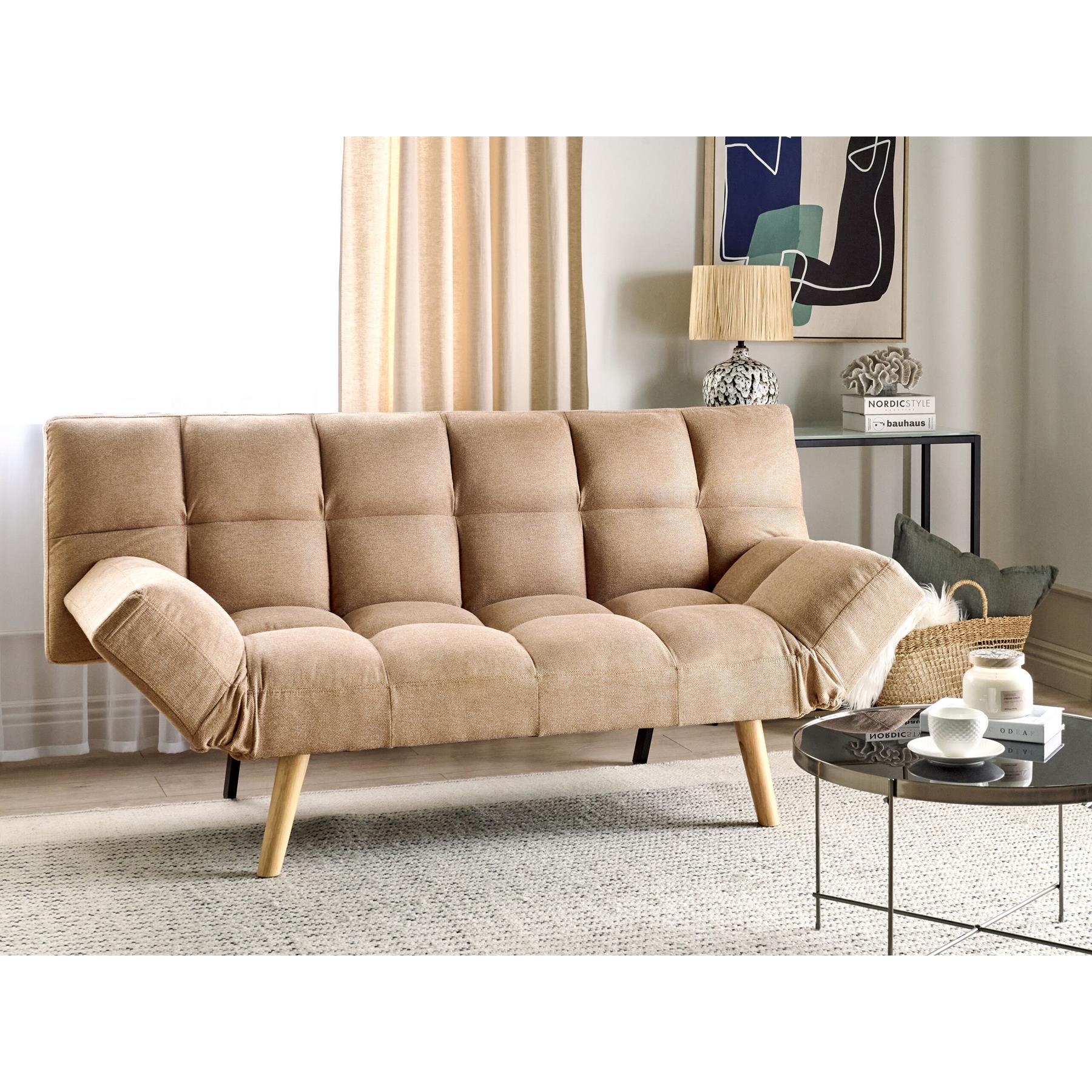 Beliani - INGARO - Slaapbank 3-zits - Bruin - Polyester