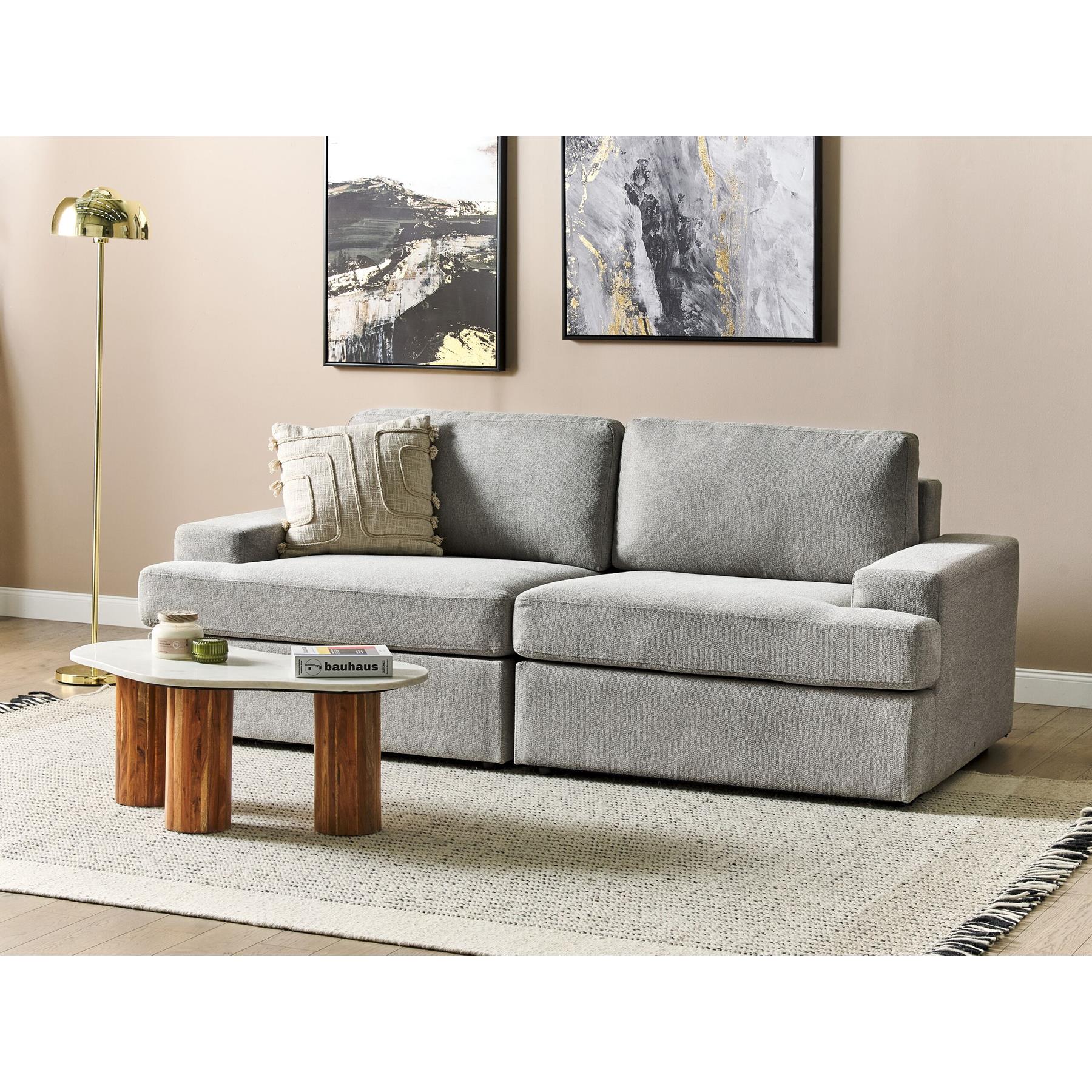 Beliani - ALLA - Driezitsbank - Lichtgrijs - Polyester