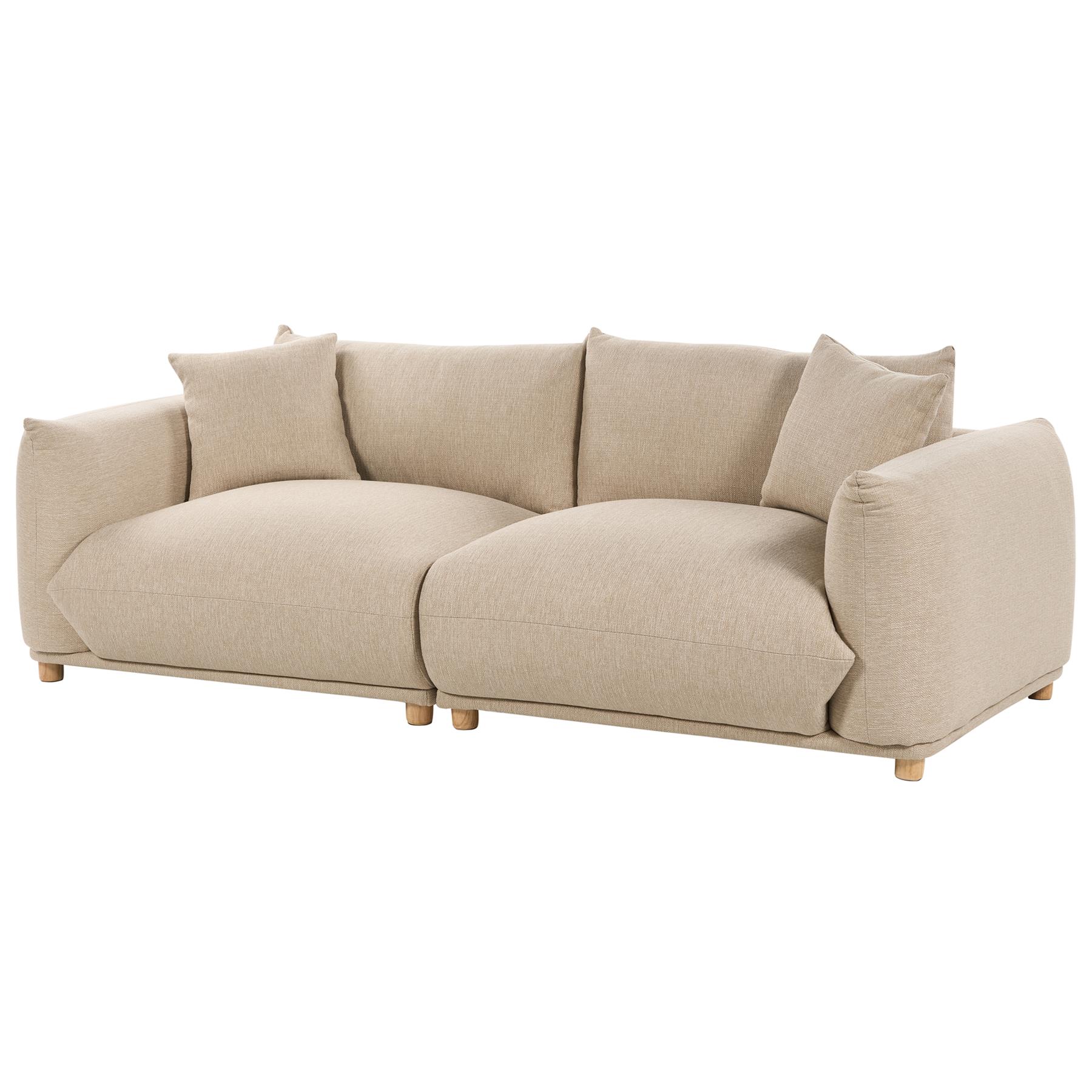 Beliani - LUVOS - Driezitsbank - Lichtbeige - Polyester