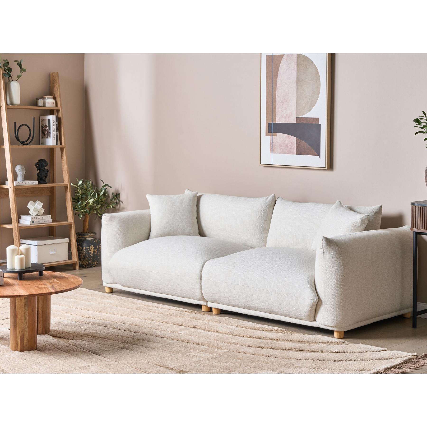 Beliani - LUVOS - Driezitsbank - Crème - Polyester