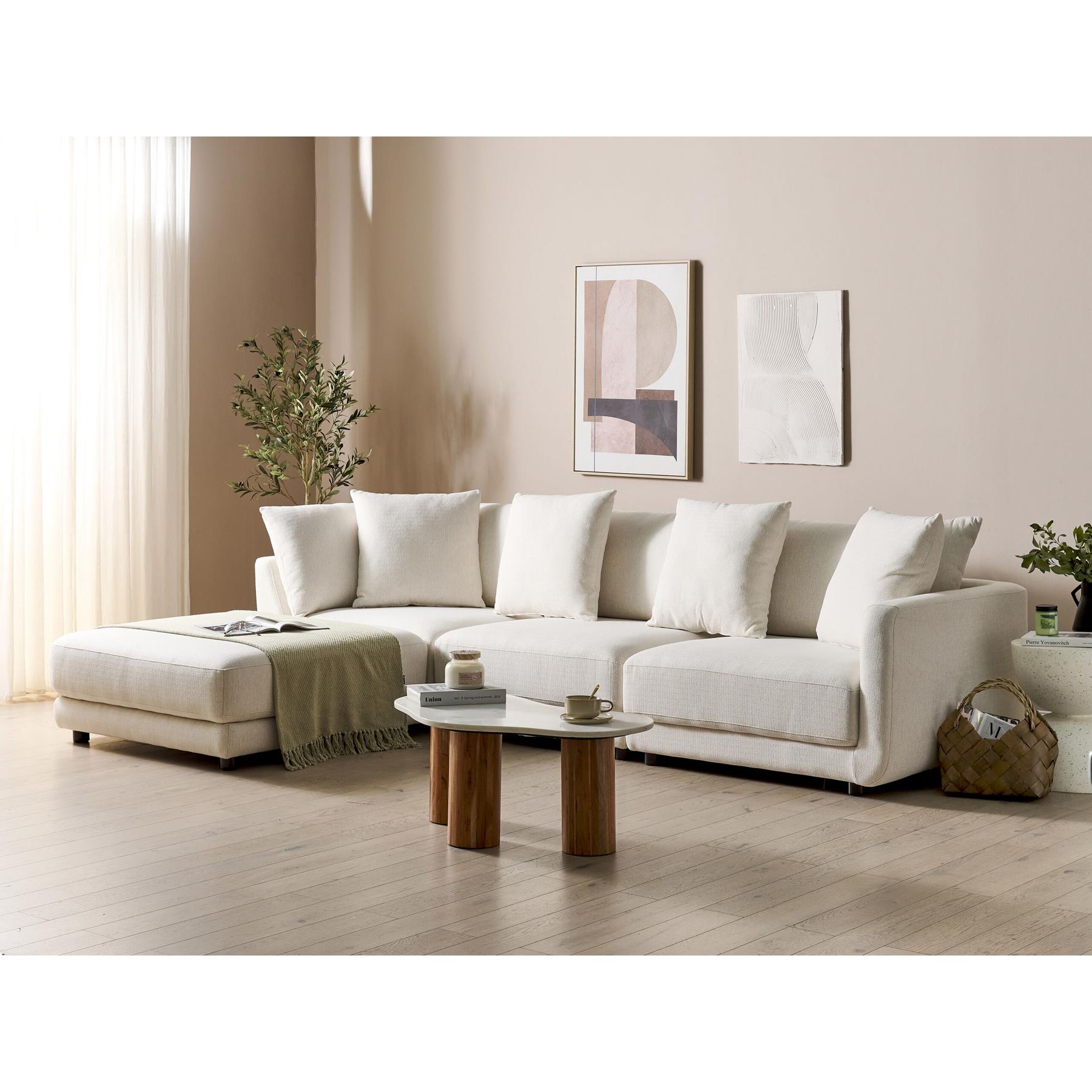 Beliani - SIGTUNA - Driezitsbank - Off-white - Polyester