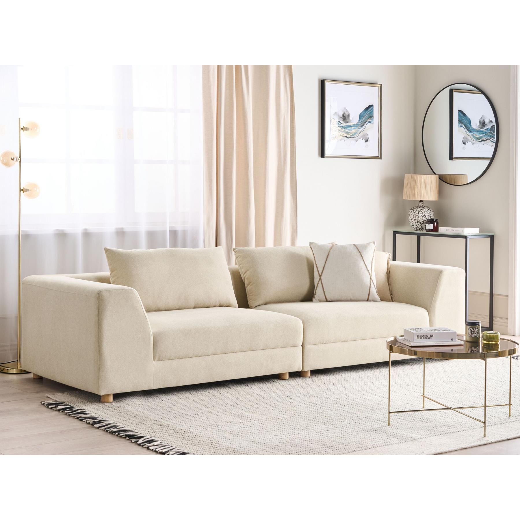 Beliani - LERMON - Driezitsbank - Beige - Polyester