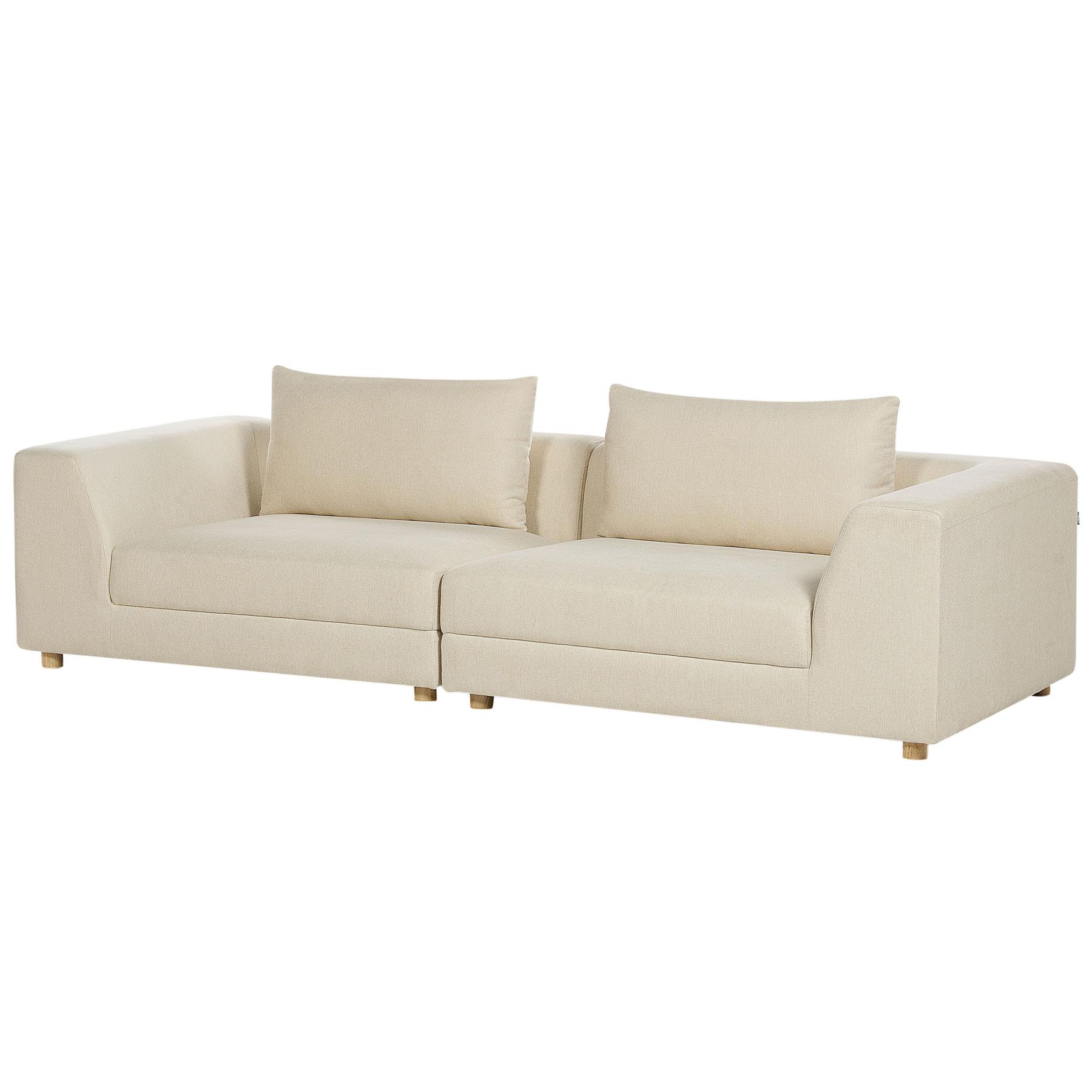 Beliani - LERMON - Driezitsbank - Beige - Polyester