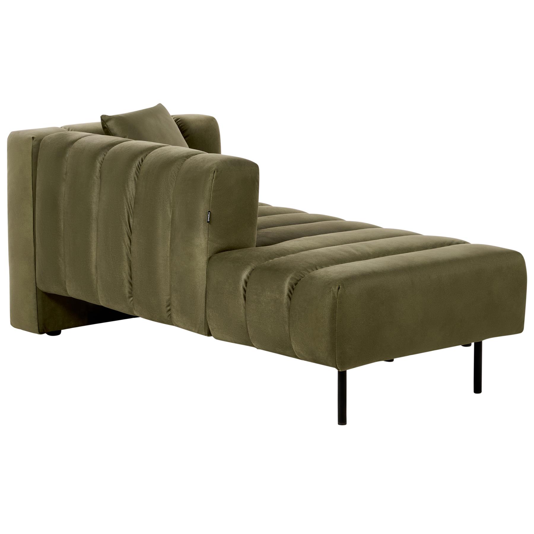 Beliani - LANNILS - Chaise longue - Groen - Rechtszijdig - Fluweel