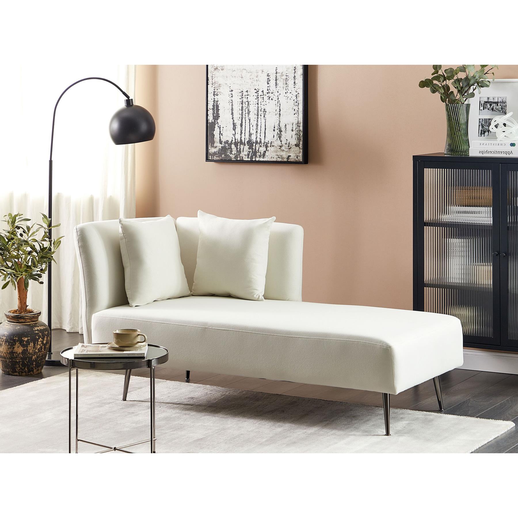 Beliani - RIOM - Chaise longue - Gebroken wit - Linkszijdig - Stof