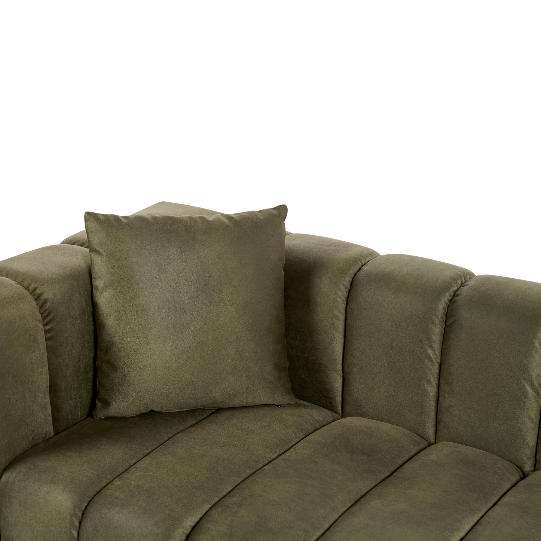 Beliani - LANNILS - Chaise longue - Olijfgroen - Linkszijdig - Fluweel