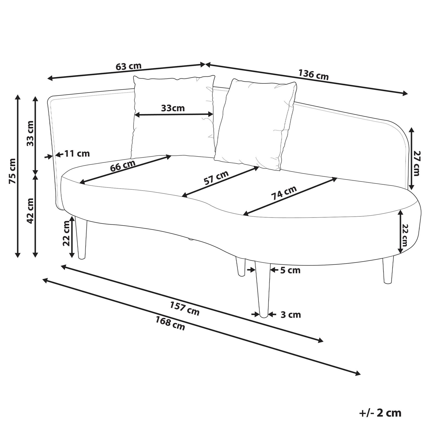 Beliani-CHAUMONT-Chaise longue-Pastelroze-Rechterzijde- Fluweel