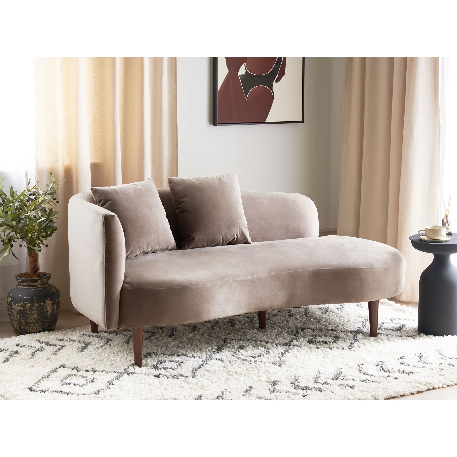 Beliani - CHAUMONT - Chaise longue - Taupe - Linkerzijde - Fluweel