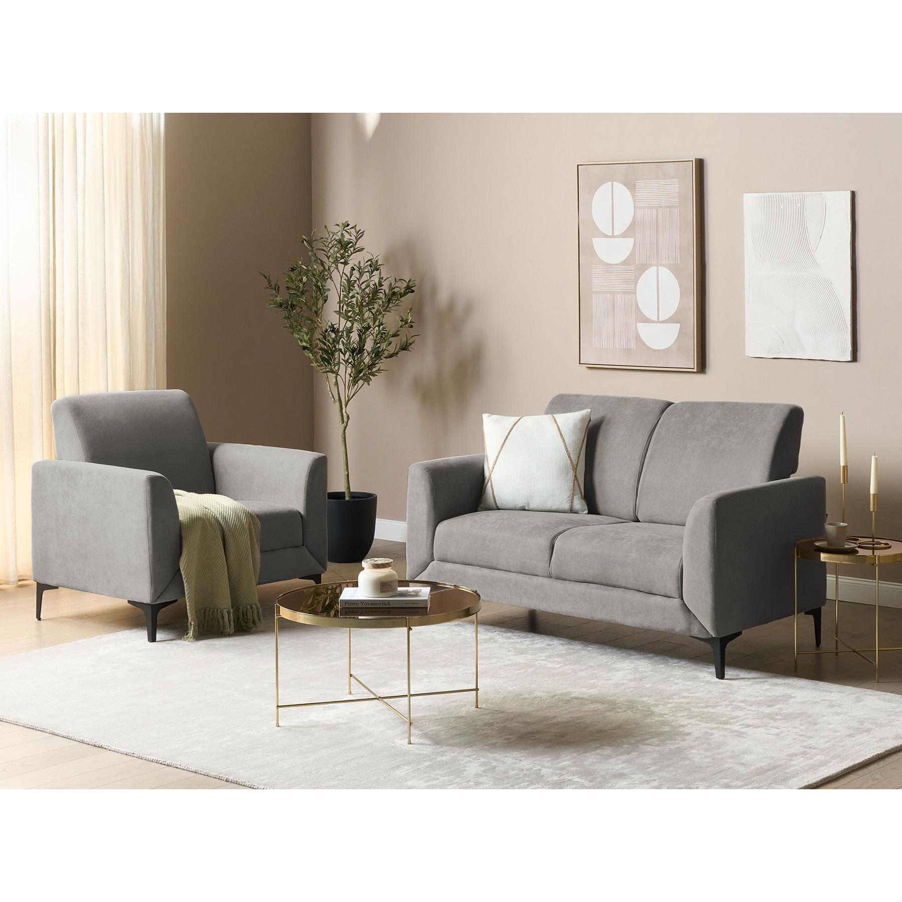 Beliani - FENES - Tweezitsbank - Grijs - Polyester