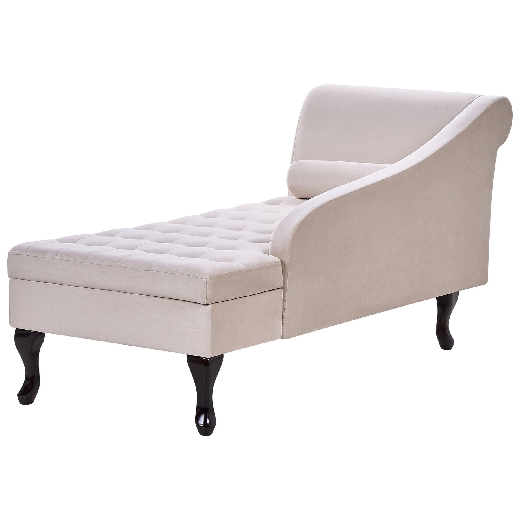 Beliani - PESSAC - Chaise longue - Beige - Linkerzijde - Fluweel