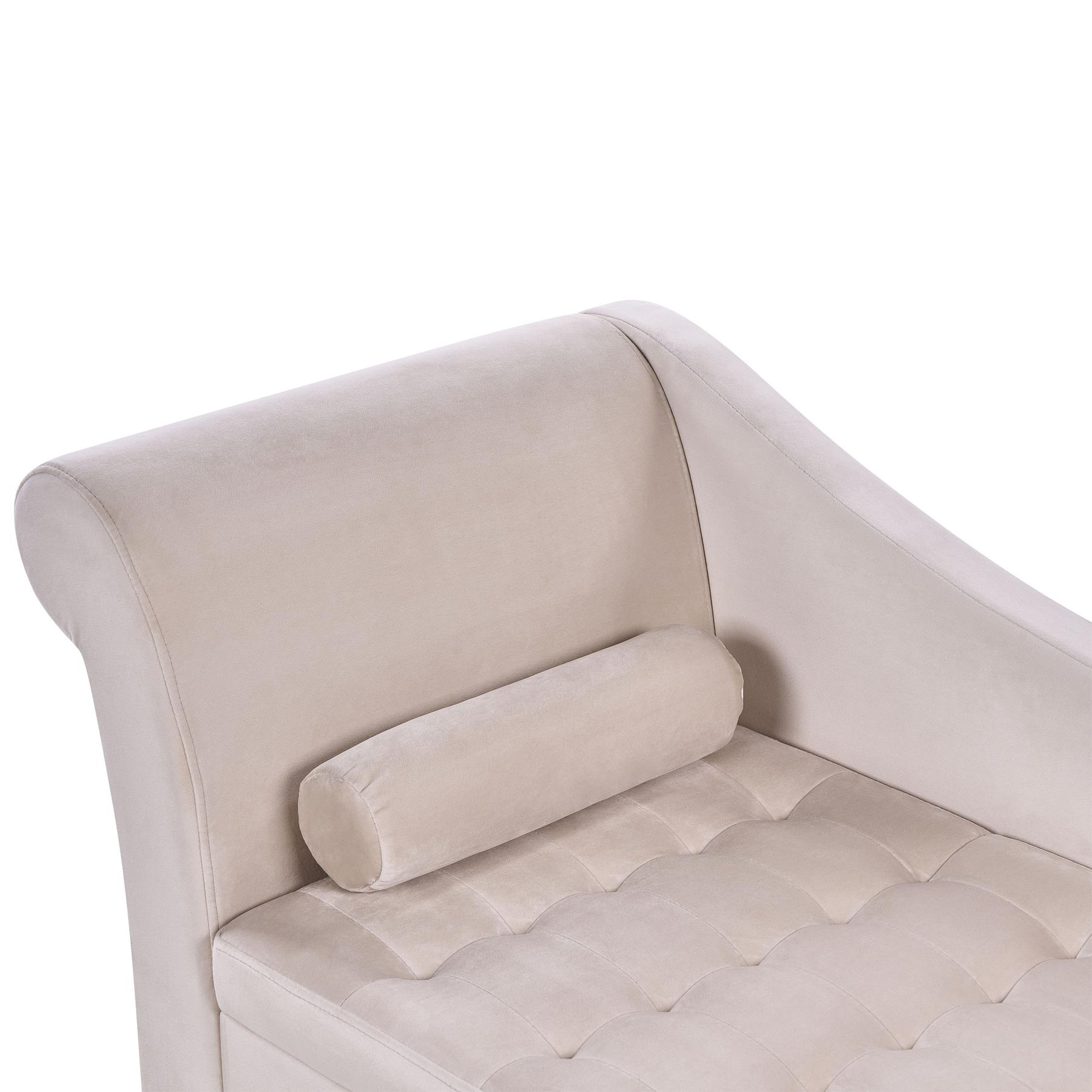 Beliani - PESSAC - Chaise longue - Beige - Linkerzijde - Fluweel
