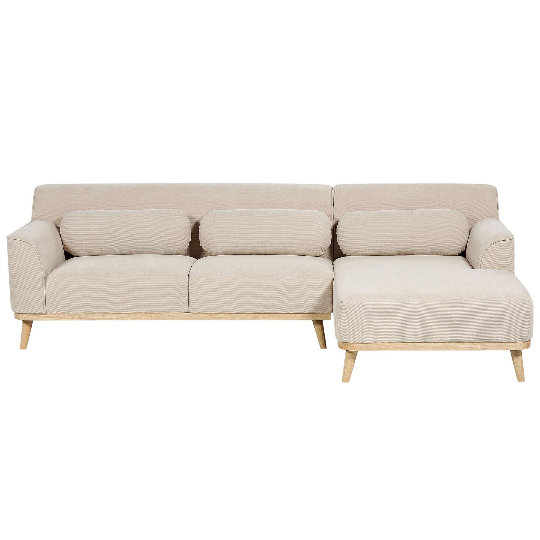 Beliani - SIMOS - Hoekbank - Beige - Linkszijdig - Corduroy