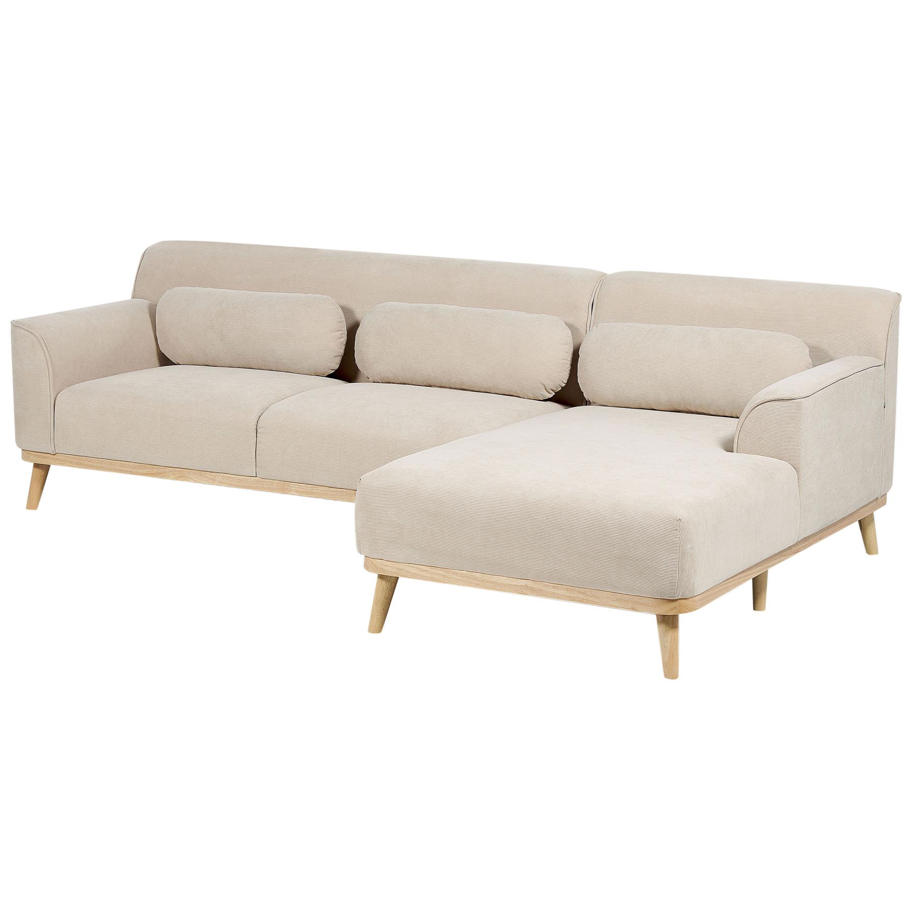 Beliani - SIMOS - Hoekbank - Beige - Linkszijdig - Corduroy