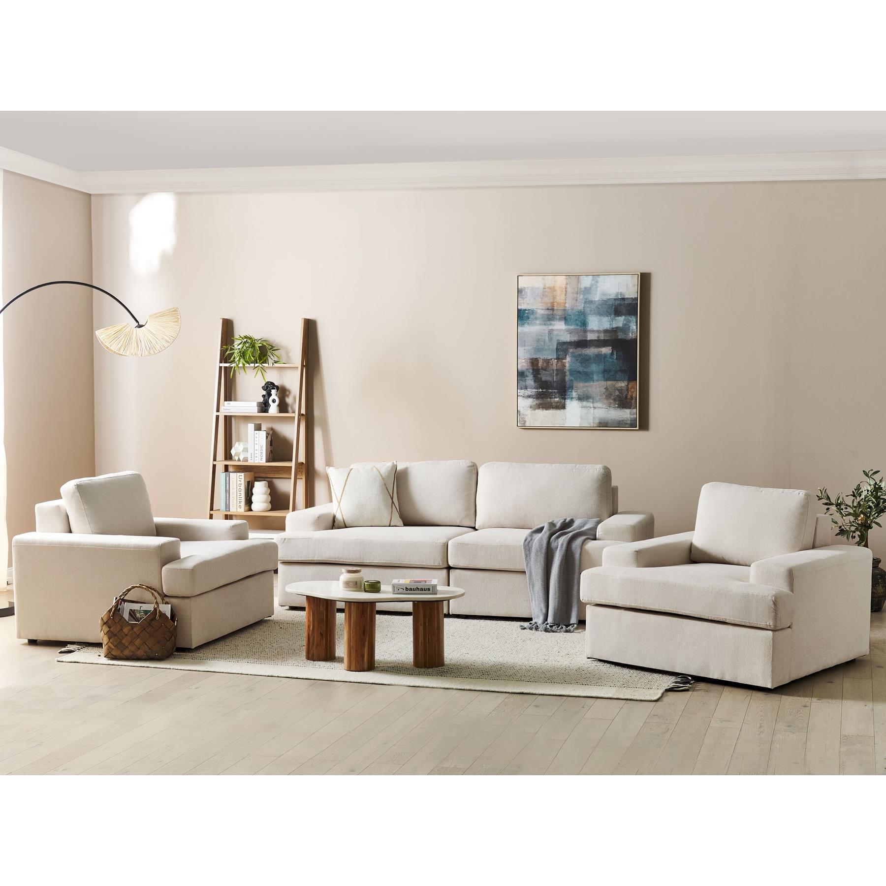 Beliani - ALLA - Bankenset 5-zits - Lichtbeige - Polyester