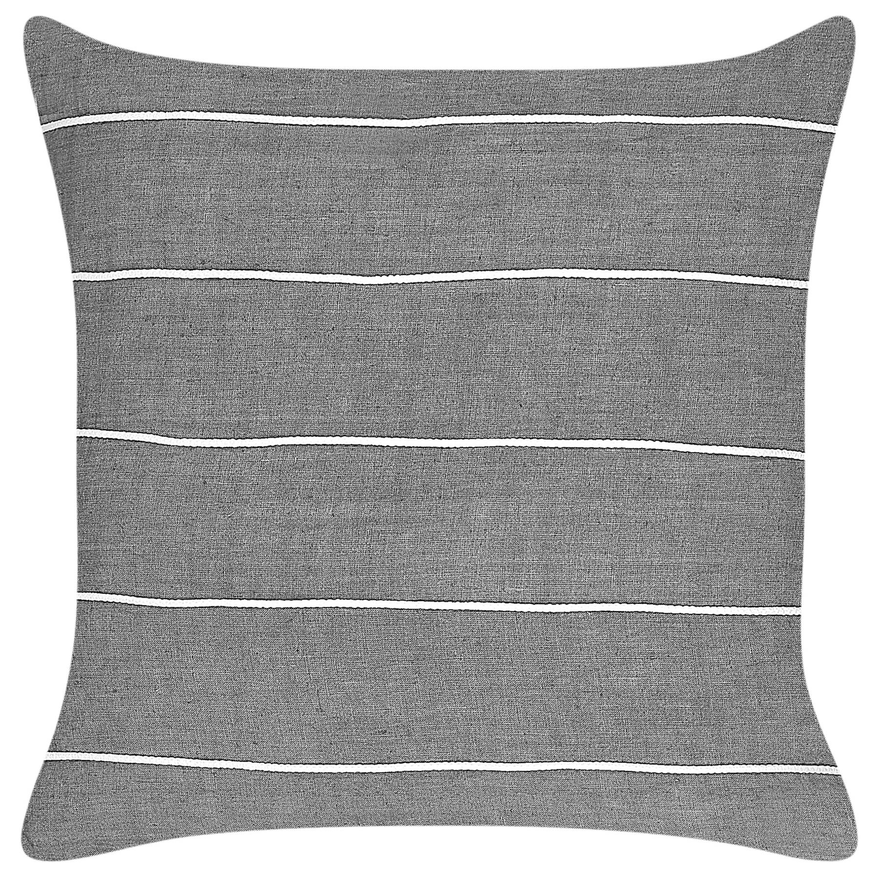 Beliani-MILAS-Sierkussen set van 2-Grijs|Wit-50 x 50 cm-Linnen