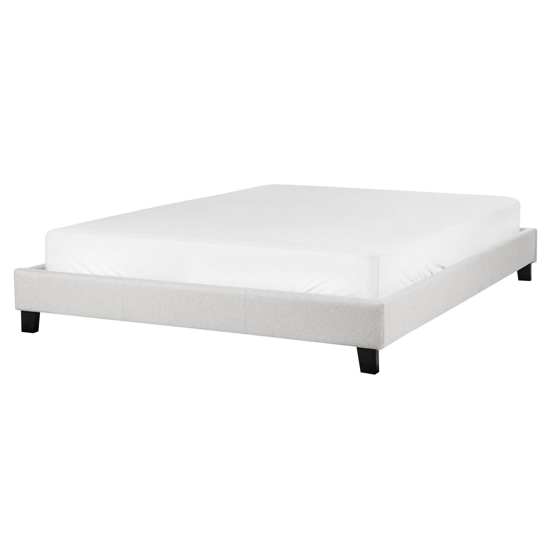 Beliani-ROANNE -Tweepersoonsbed-Lichtgrijs-160 x 200 cm-Polyester