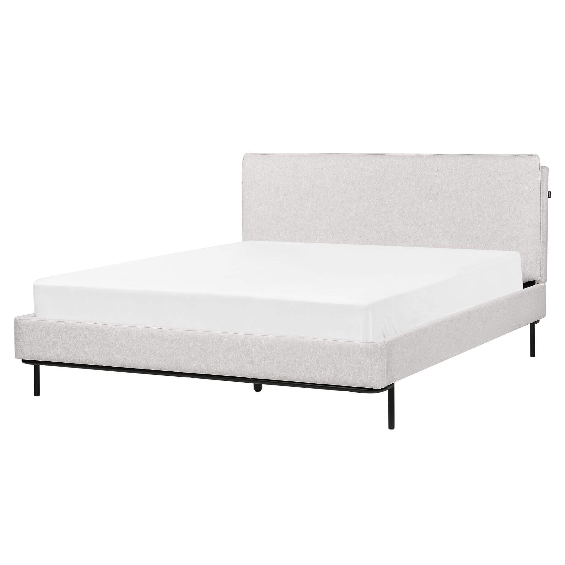 Beliani-CORIO-Tweepersoonsbed-Lichtgrijs-160 x 200 cm-Polyester
