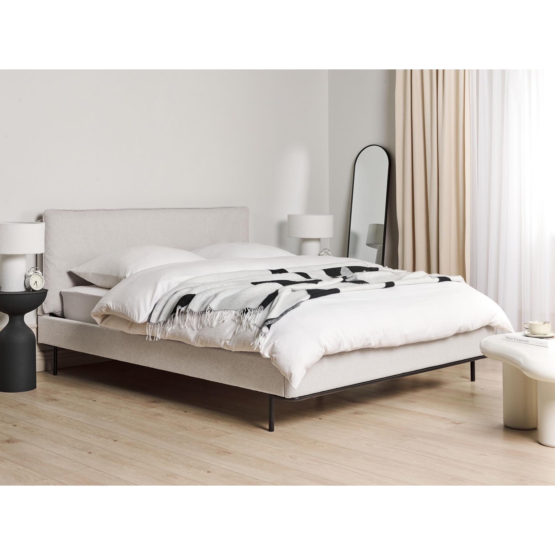 Beliani-CORIO-Tweepersoonsbed-Lichtgrijs-160 x 200 cm-Polyester