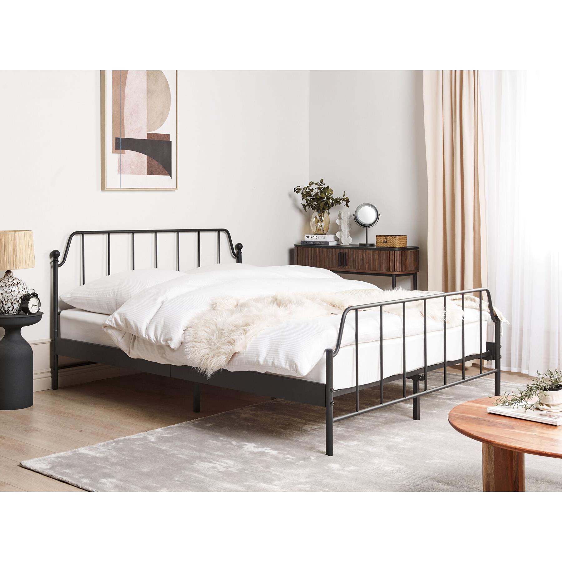 Beliani - MAURESSAC - Tweepersoonsbed - Zwart - 160 x 200 cm - Metaal