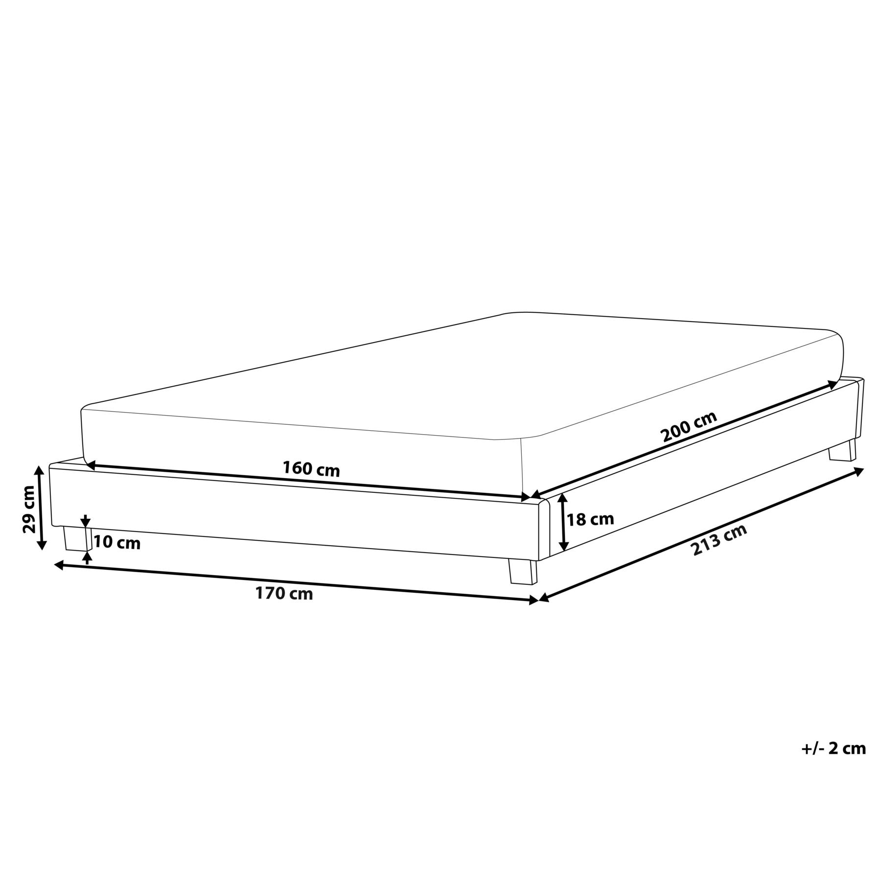 Beliani-ROANNE -Tweepersoonsbed-Lichtgrijs-160 x 200 cm-Polyester