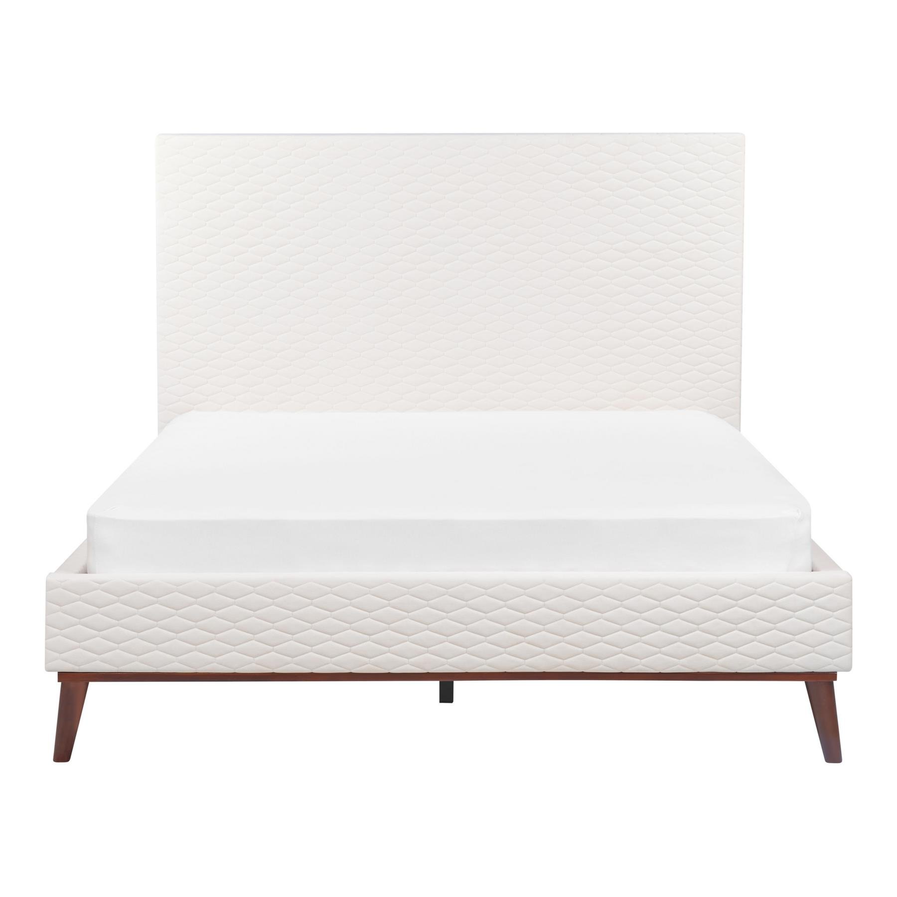 Beliani - BAYONNE - Tweepersoonsbed - Wit - 140 x 200 cm - Fluweel