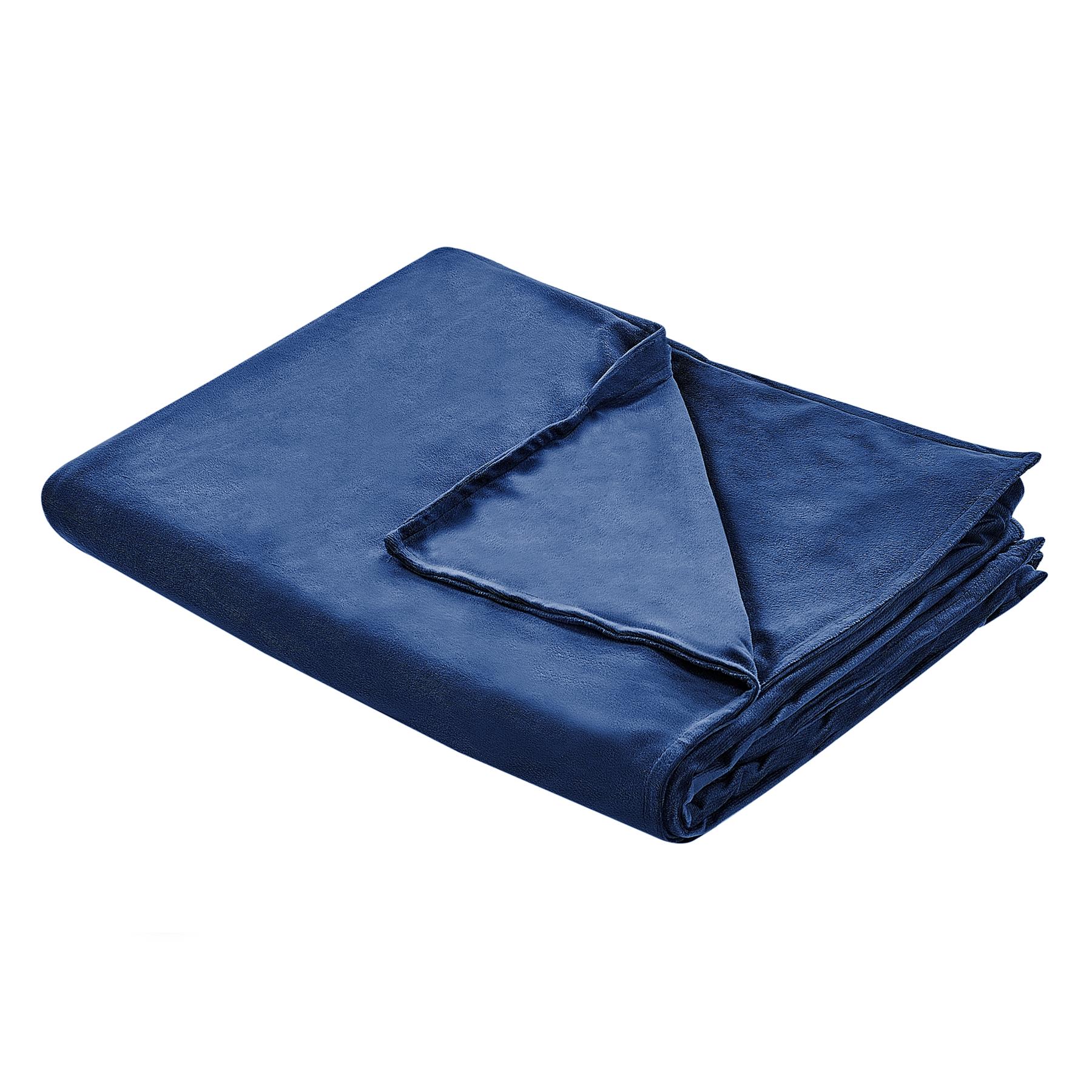 Beliani-RHEA-Verzwaringsdeken hoes-Donkerblauw-100 x 150 cm-Polyester